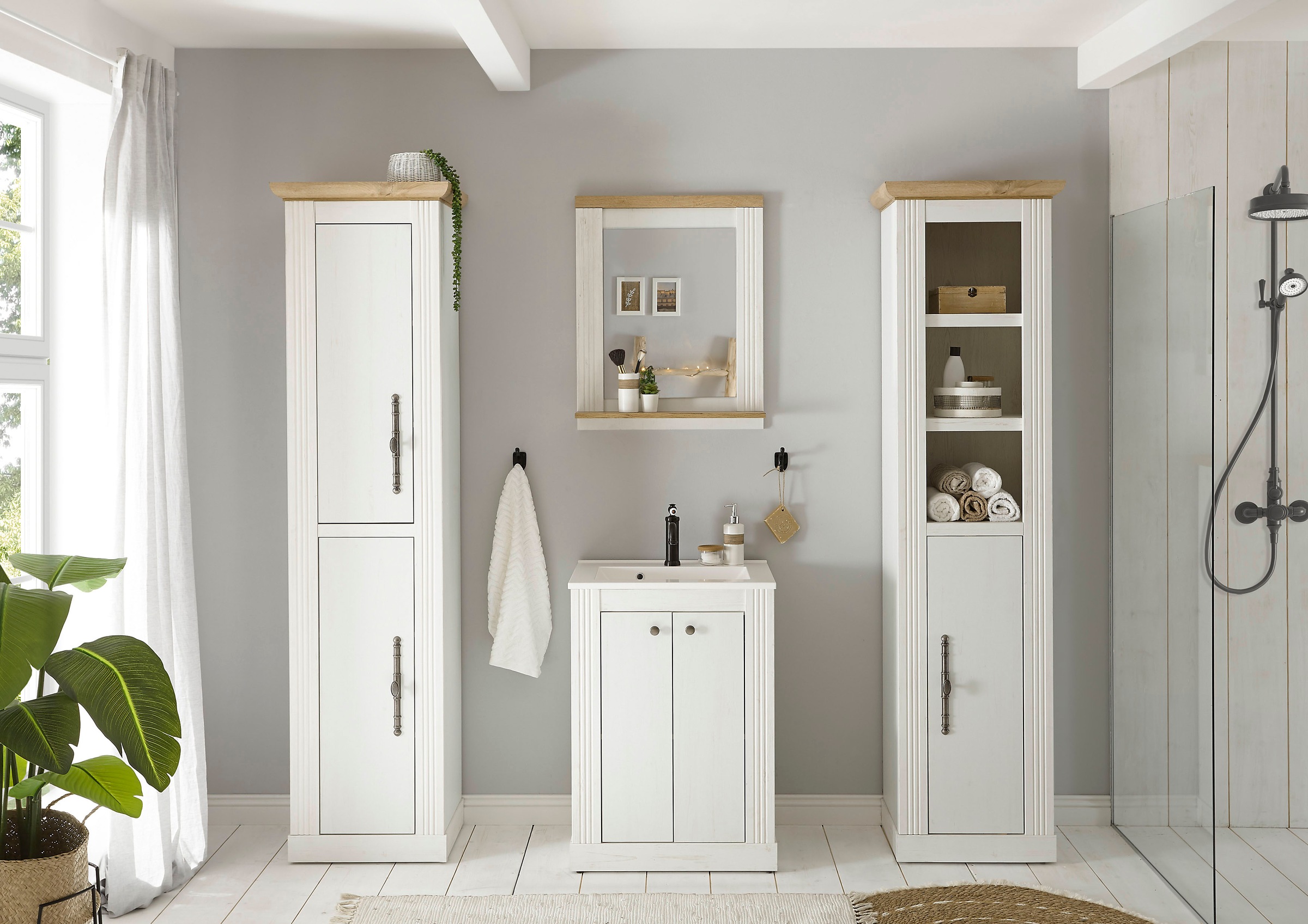 Home affaire Badmöbel-Set »WESTMINSTER, Bad im Landhausstil, 4-teiliges Bad günstig online kaufen