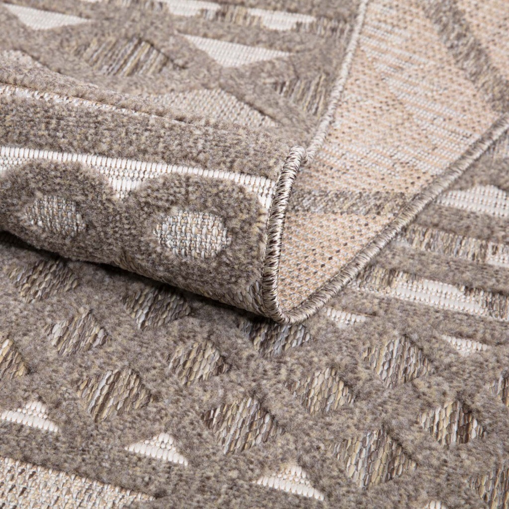 Carpet City Teppich »In-& Outdoorteppich Santorini 435, 3D-Effekt, Boho-Look«, rund, 5 mm Höhe, Wetterfest & UV-beständig für Terrasse, Balkon, Küche, Flur