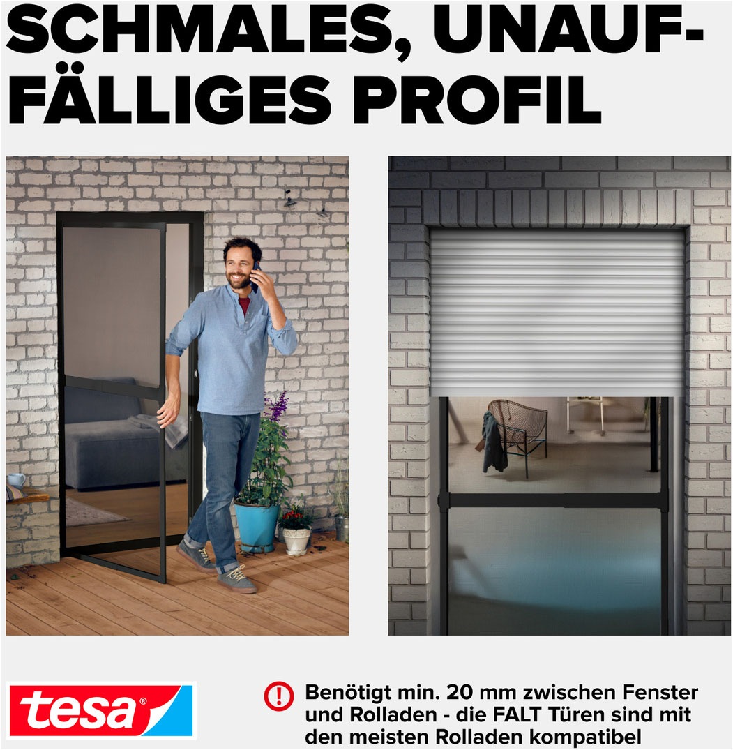 tesa Insektenschutz-Tür »FALT Alu Rahmen teleskopierbar Premium für Türen« Packung, Teleskop Alu Rahmen, 1 Stk. tlg. Alu Insektenschutz 80 cm x 170 cm bis 100x cm x 220 cm