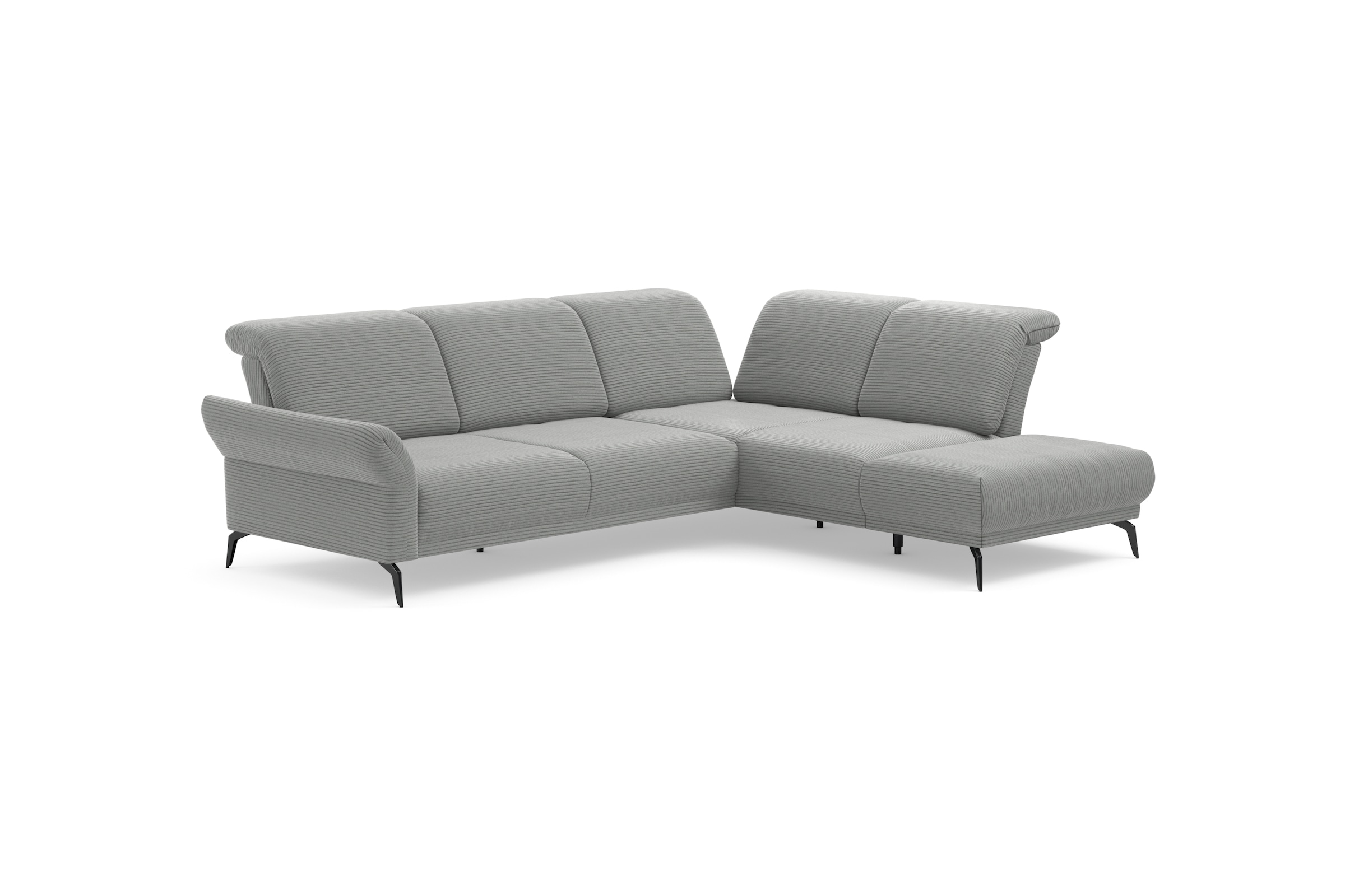 INOSIGN Ecksofa »Coco L-Form«, Sitztiefen-, Arm- und Kopfteilverstellung, Cord-Bezug, Fußhöhe 15 cm