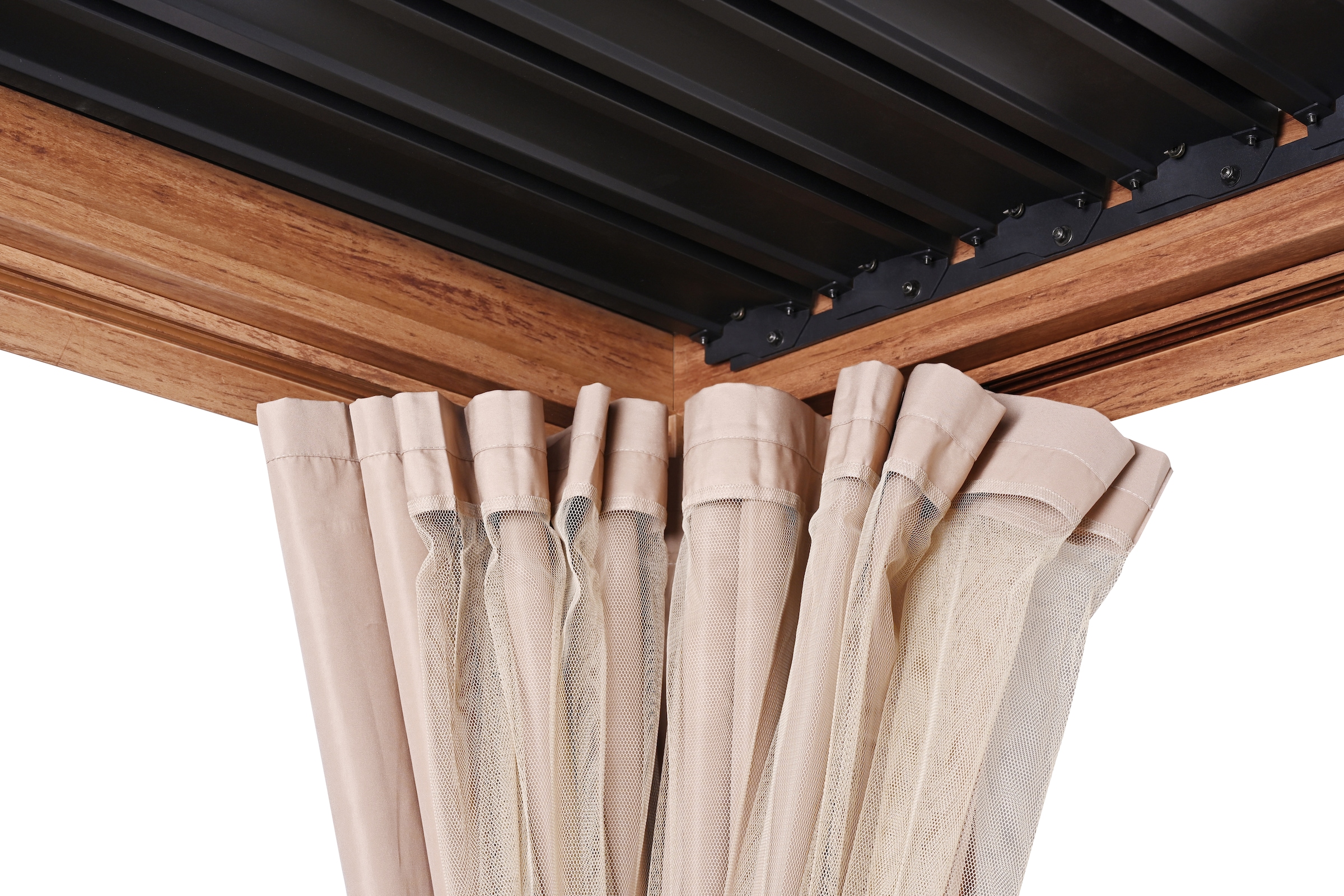 KONIFERA Pavillon »Pergola Alhambra, Terrassendach mit Aluminiumpfosten« 3x3 oder 3x4 m, holzfarben, 4 Seitenteile, verstellbare Dachlamellen