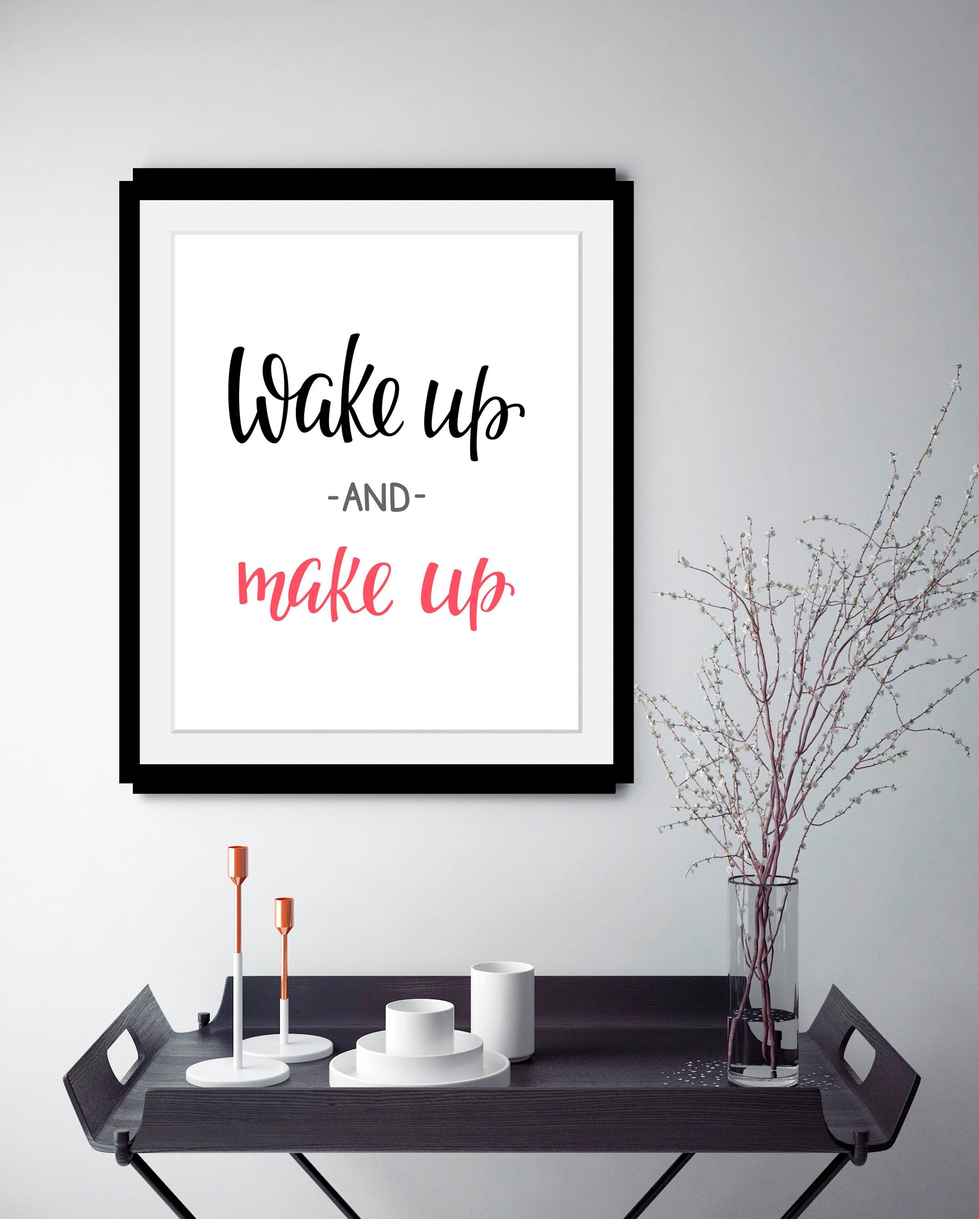 queence Bild »Wake up«, Schwarz-Weiß-Schriftzug-Motivationsbilder-Fashion, günstig online kaufen