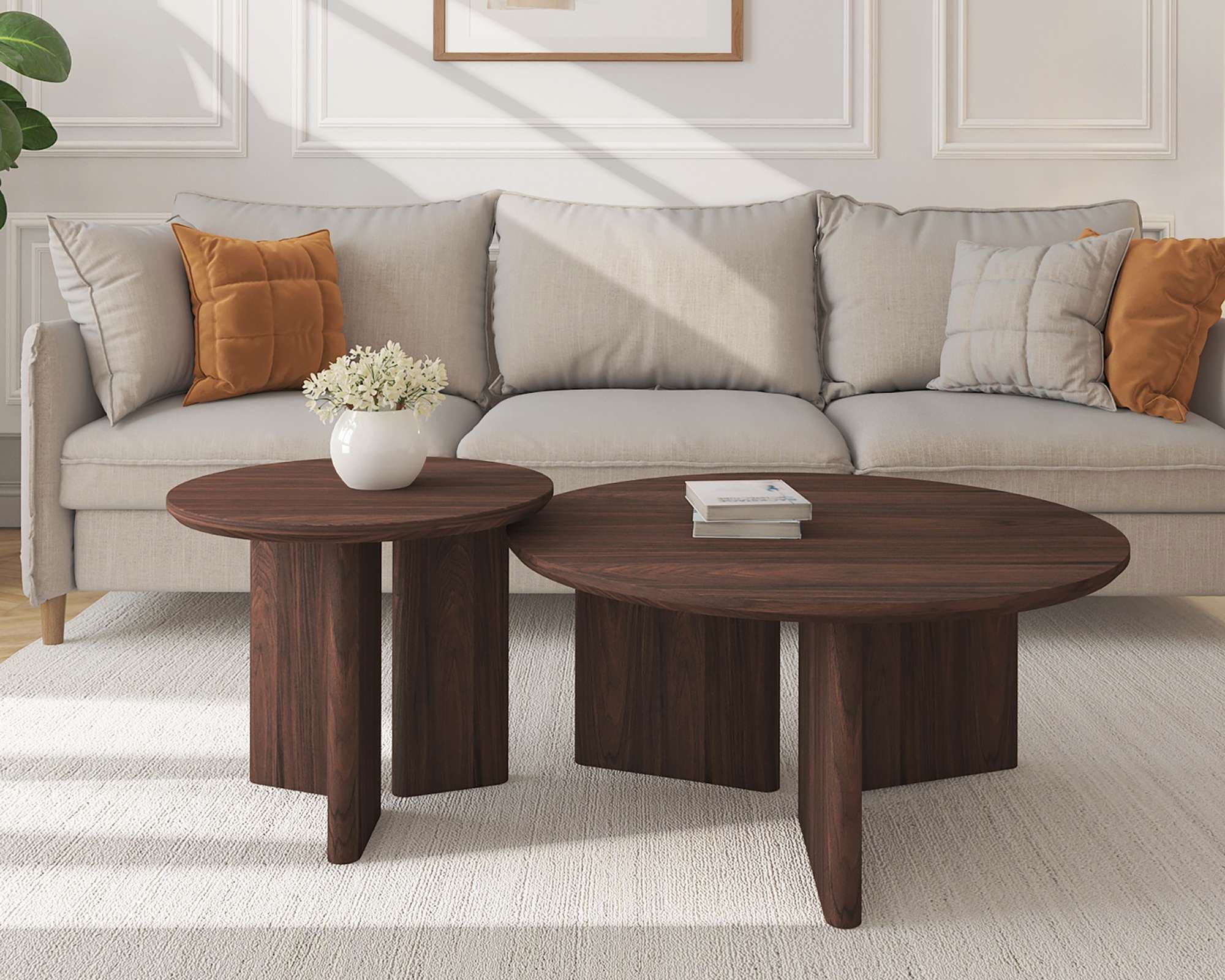 OTTO home Beistelltisch »Cassian« 1 Stk. tlg. Walnussoptik, modernes Fußges günstig online kaufen