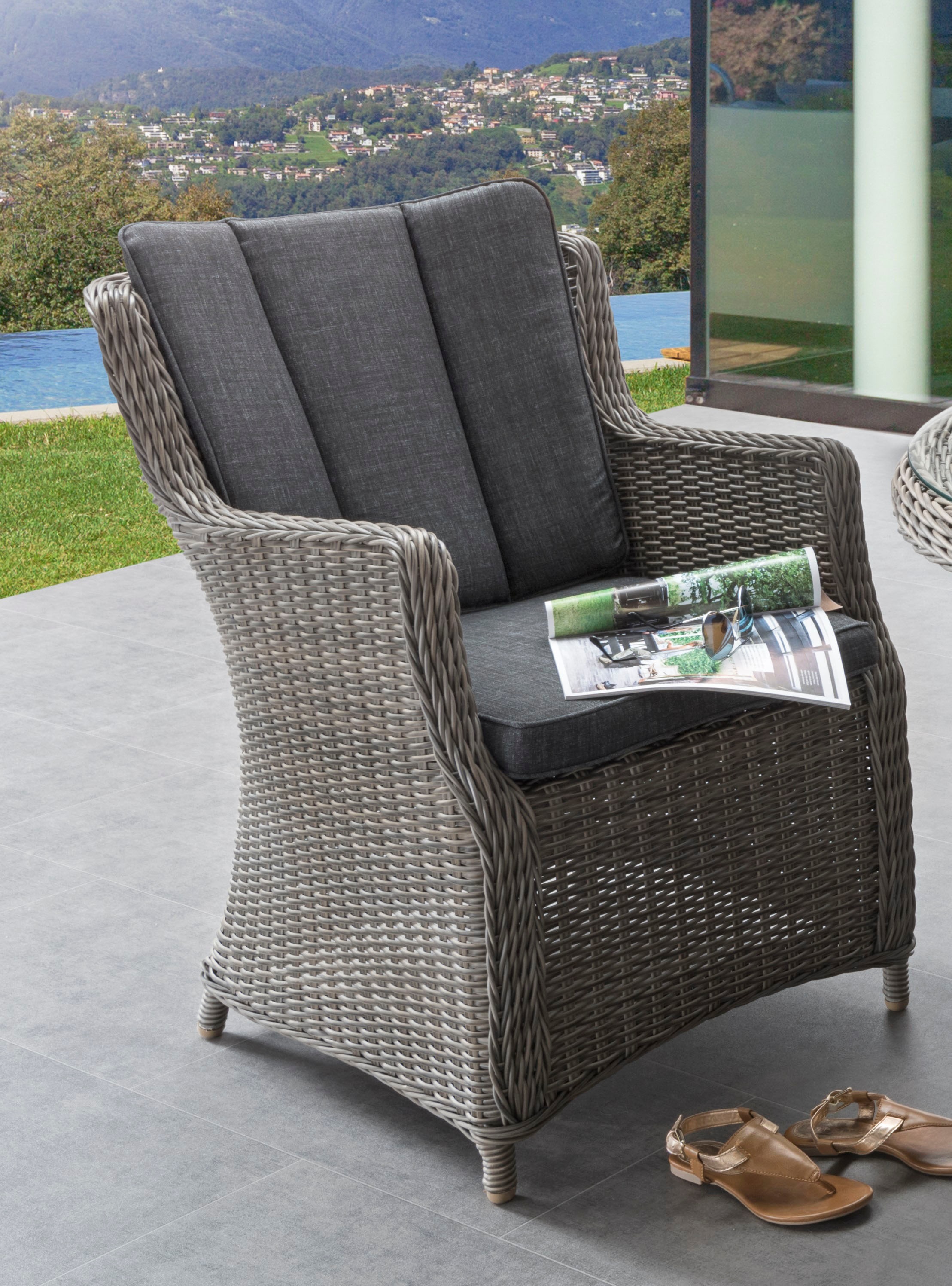 Destiny Garten-Essgruppe »LUNA« Set, 4 Sessel, Tisch Ø 100x75cm, Auflagen, günstig online kaufen