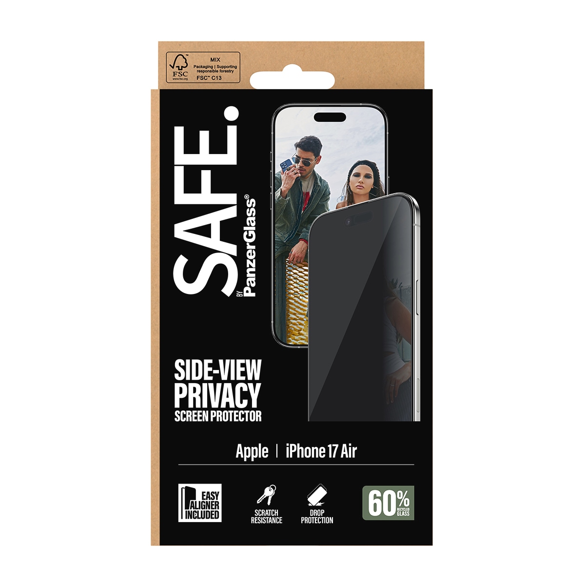 SAFE by PanzerGlass Displayschutzglas »Side-View Privacy Screen Protector« für Apple iPhone Air Displayschutzfolie, Schutzfolie, Bildschirmschutz, kratz- & stoßfest