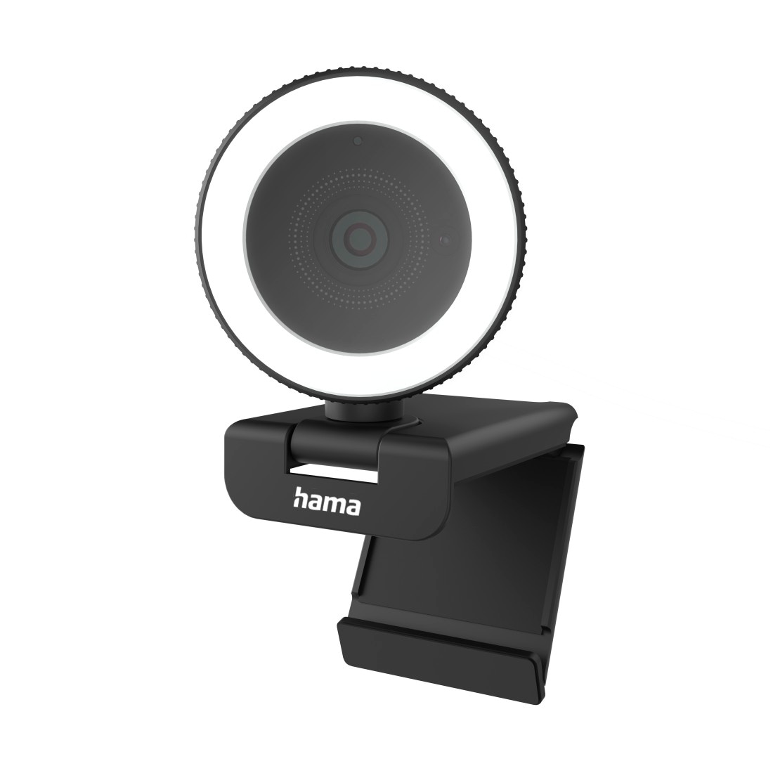 Hama Full HD-Webcam »Webcam mit Licht, Mikrofon, Fernbedienung (PC-Kamera USB, QHD, 2560p)«, QHD, Beleuchtung, Neigbar, Drehbar, Mikrofon, LED Status, Farbe Schwarz