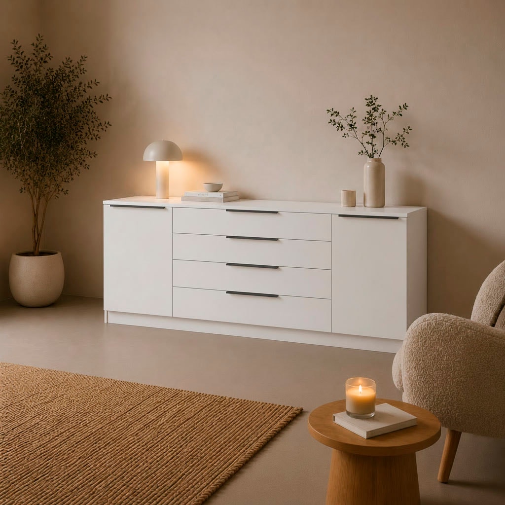 borchardt Möbel Sideboard »Tom, moderne Kommode mit Metallgriffen, 200cm breit« 2 Türen, 3 Schubfächer, Metallgriffe anthrazit