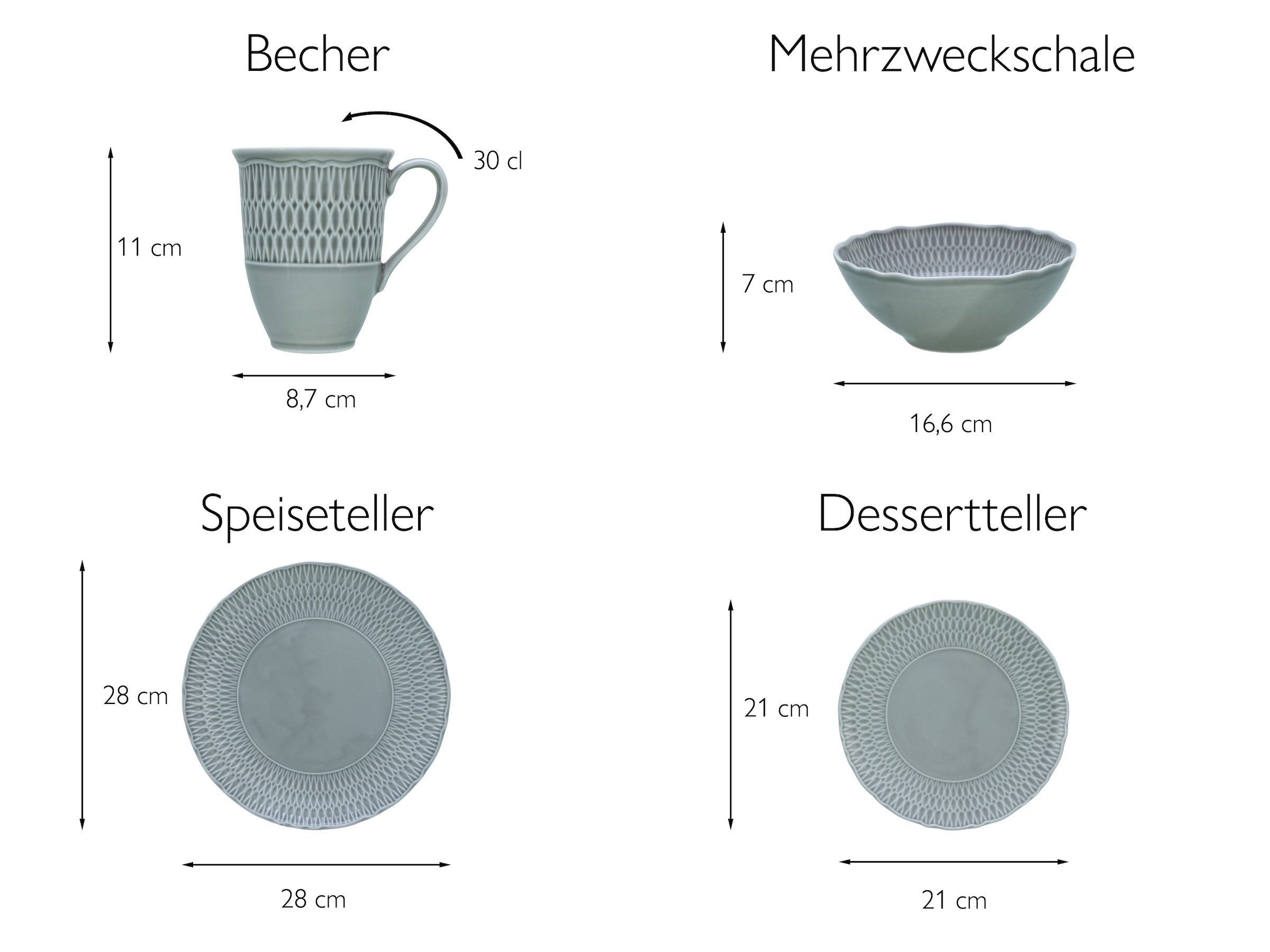 CreaTable Kombiservice »Sofia, Kombi-Service 16 tlg«, (Set, 16 tlg.), Klassisch-elegantes Relief