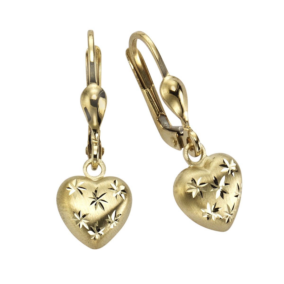 VIVANCE Paar Ohrhänger »333 Gold Motiv Herz mit Sternen« gelb one-size Elegante Ohrhänger aus 333 Gelbgold