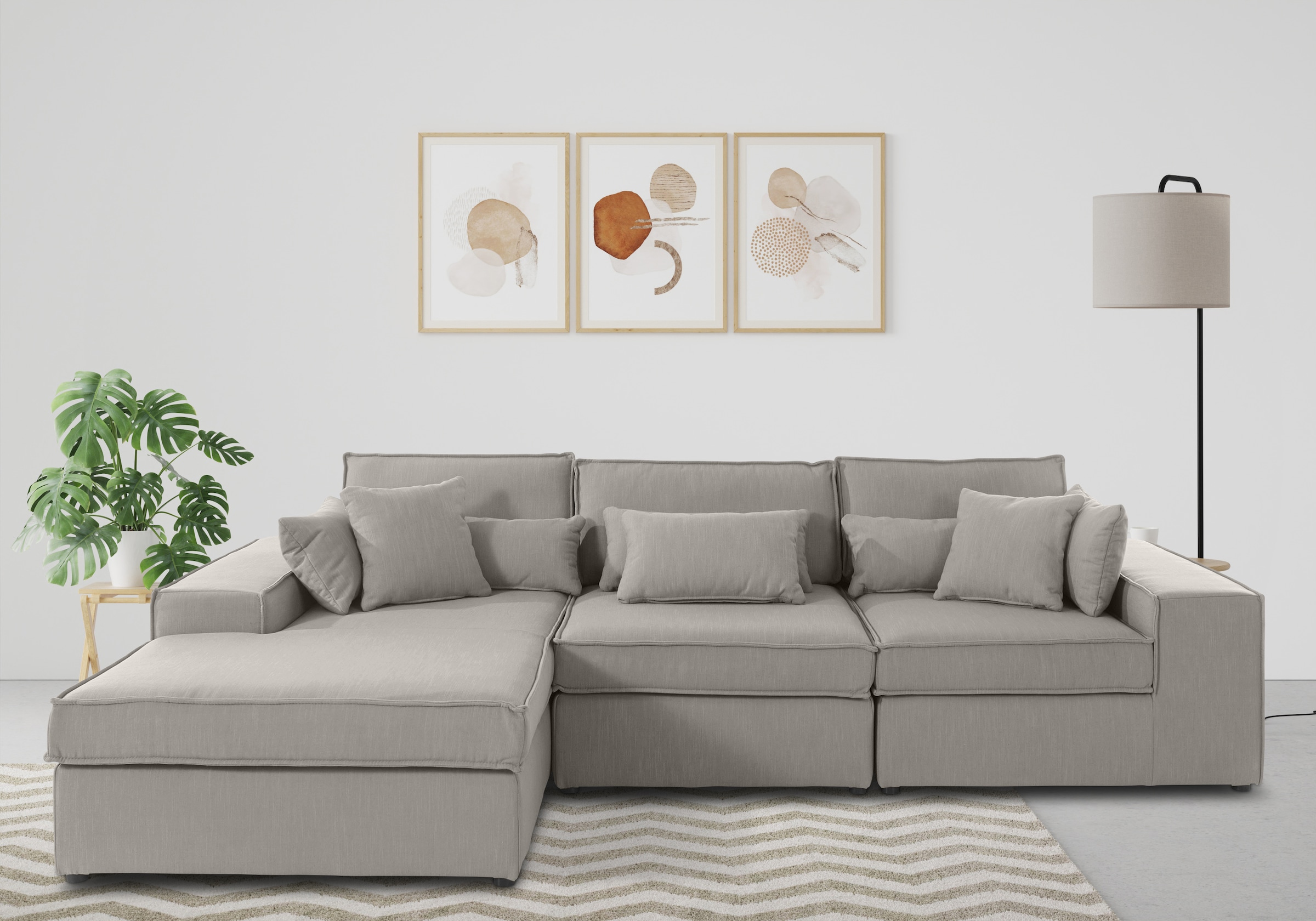 RAUM.ID Ecksofa »Florid L-Form«, 3 Teile, bestehend aus Modulen, viele Bezu günstig online kaufen