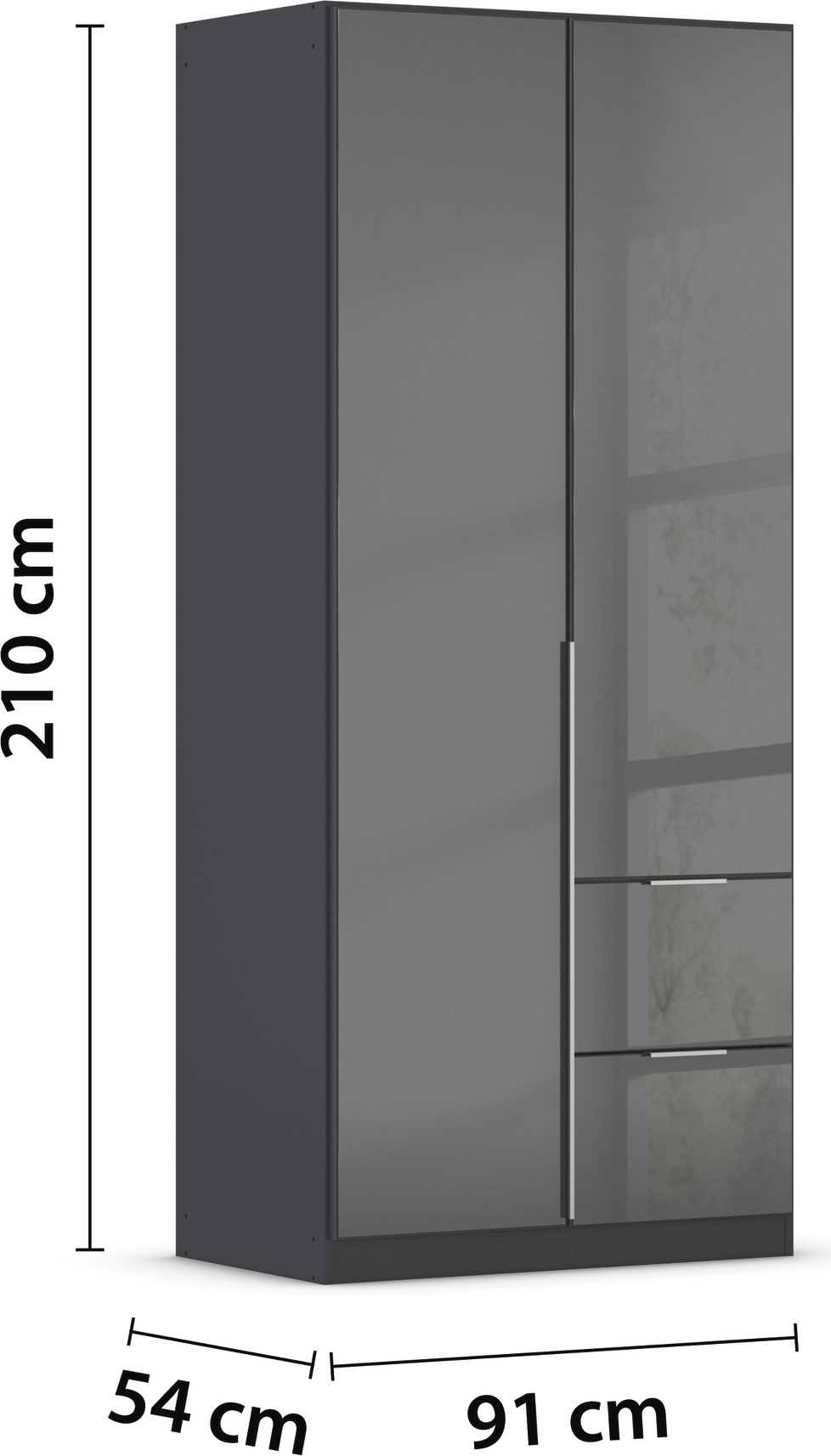 rauch Drehtürenschrank »Kleiderschrank Kleiderschränke Schrank Garderobe AGORDO mit Glasfront«, (in zwei Griff-Farben mit Glasfront), mit Außenschubkästen, in 6 Breiten und 2 Höhen MADE IN GERMANY