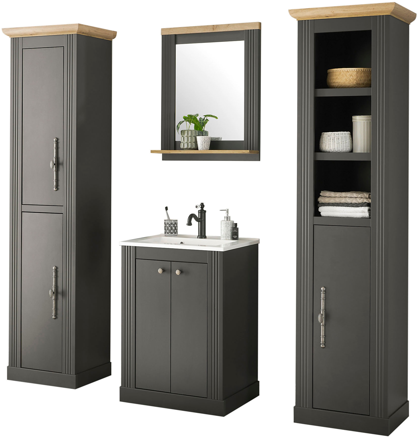 Home affaire Badmöbel-Set »WESTMINSTER, Bad im Landhausstil, 4-teiliges Bad günstig online kaufen