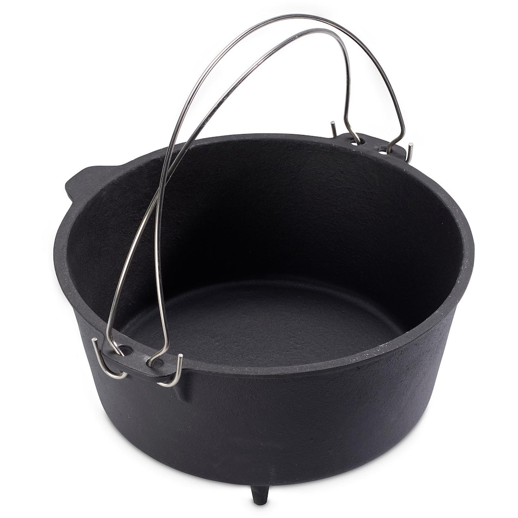 ECHTWERK Schmortopf »Dutch Oven«, Gusseisen, (1 tlg.), Feuertopf, Gusseisen BBQ Kochtopf, bereits eingebrannt, 7,6 Liter