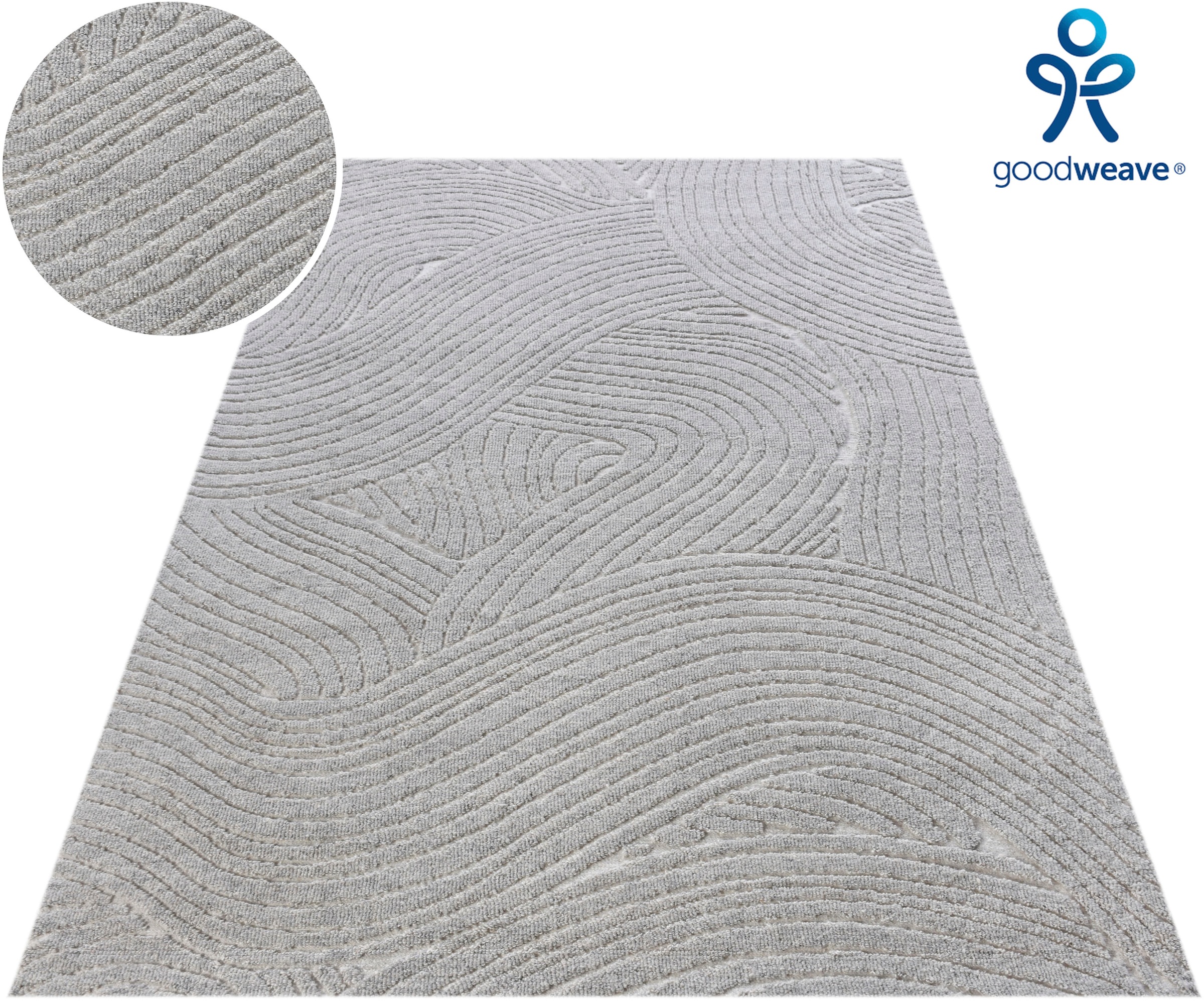 my home Wollteppich »Falun, Wolle, Hoch-Tief-Struktur, maschinell gewebt« r günstig online kaufen