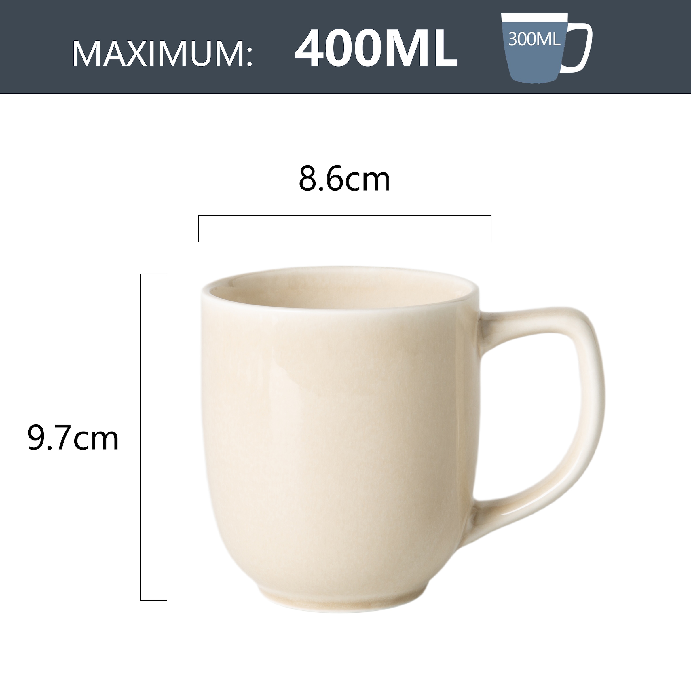 OTTO home Becher »Kaffeebecher Flett, mit Reaktivglasur, 4er Set« spülmaschinenfest und mikrowellengeeignet, 340 ml