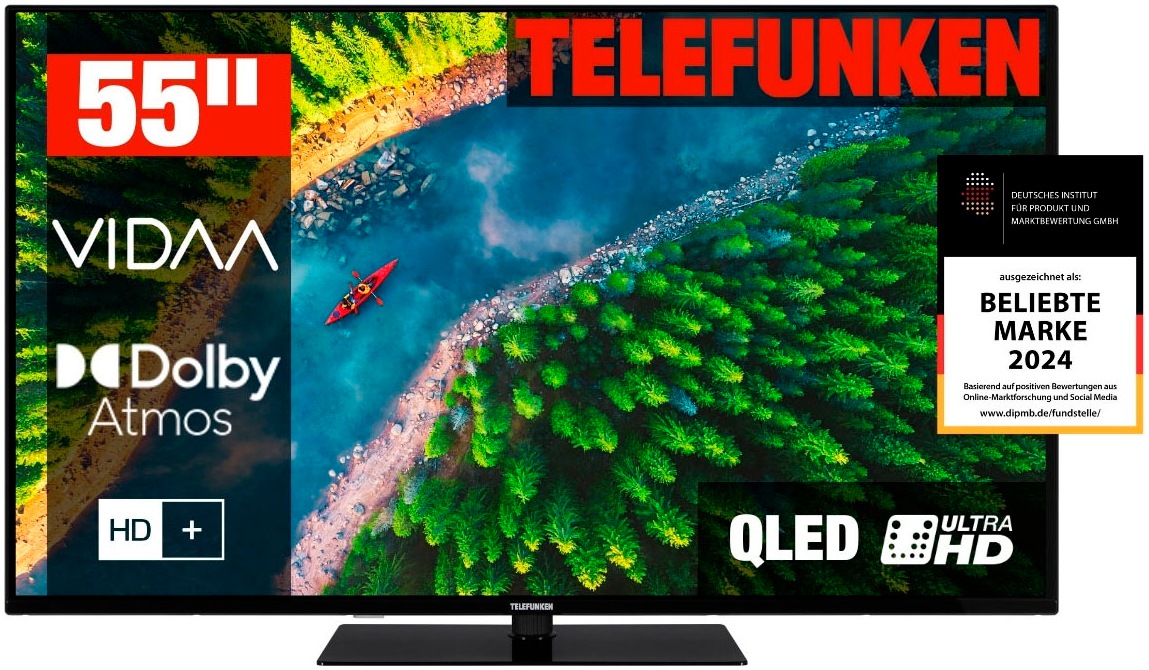 TELEFUNKEN QLED-Fernseher »D55Q850M8CWI« 139 cm/55 ′′ Smart-TV schwarz HD+ TV-App aktivieren und 6 Monate gratis testen – keine Registrierung, kein...