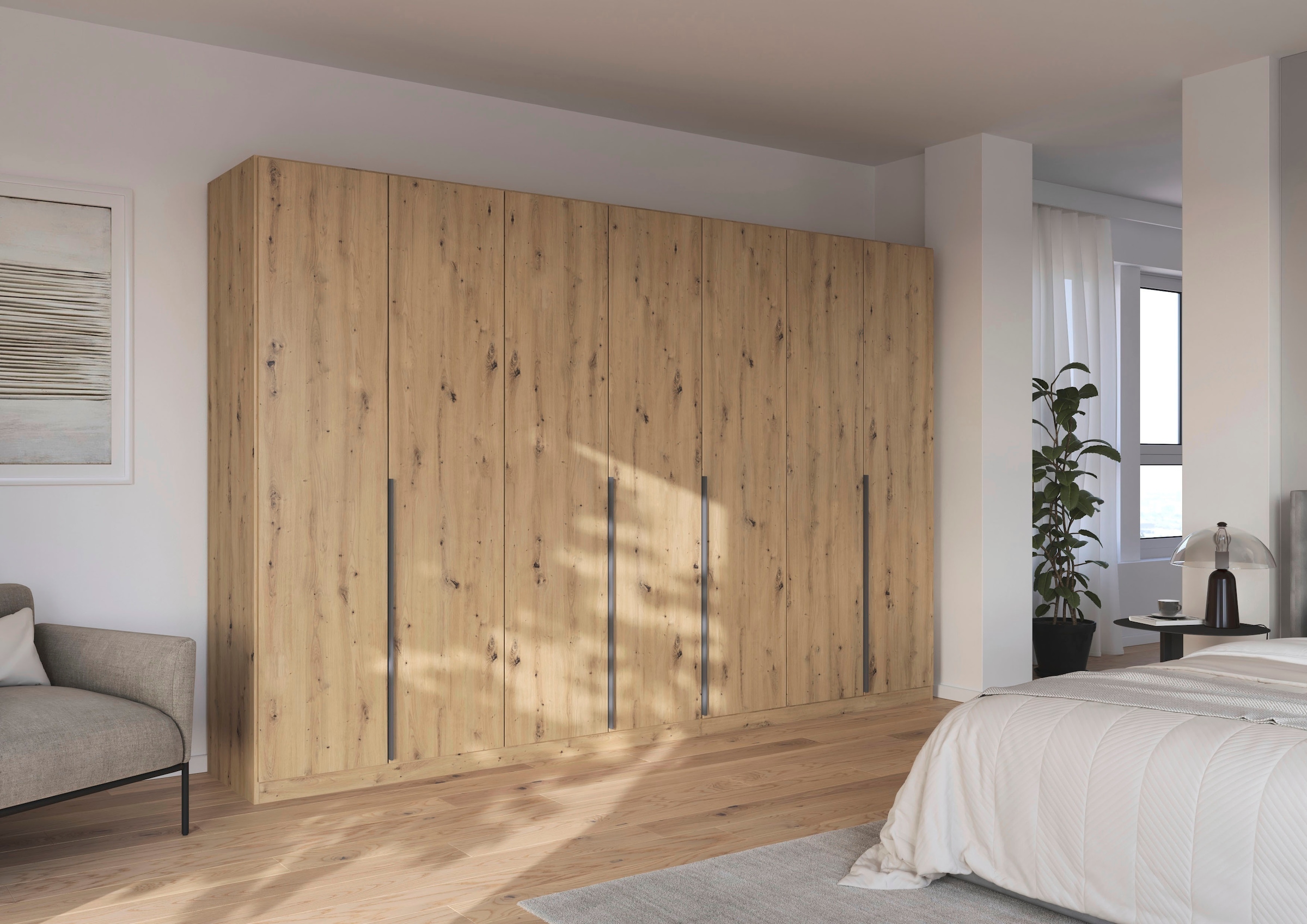 rauch Drehtürenschrank »Kleiderschrank Schrank Garderobe AGORDO TOPSELLER Schlafzimmer«, (in zwei Griff-Farben mit Dekor- oder Hochglanzfront), durchdachte Innenausstattung, in 6 Breiten und 2 Höhen MADE IN GERMANY