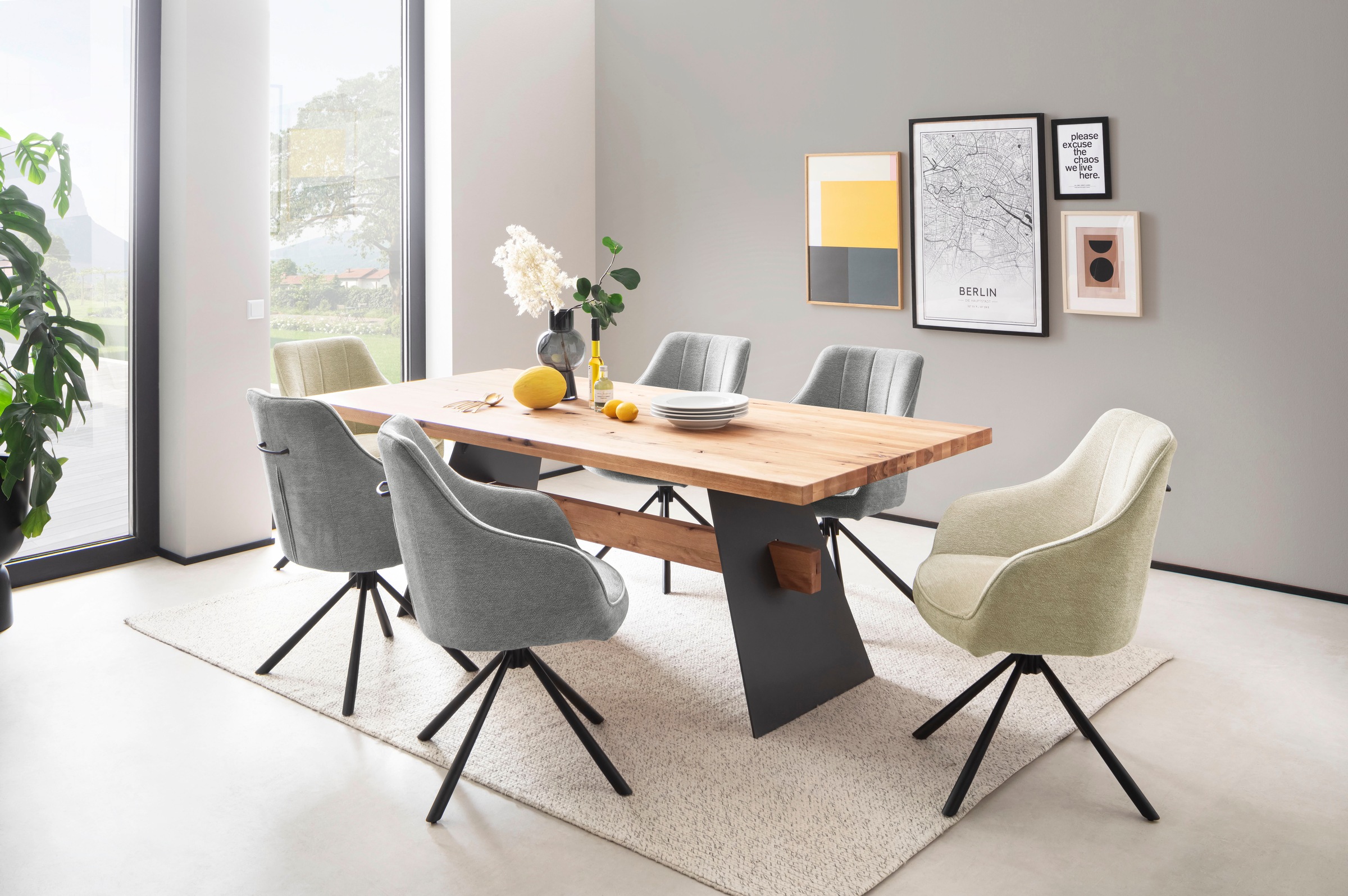 MCA furniture Esszimmerstuhl »KASAMA«, Strukturstoff, (2er-Set), 180° drehb günstig online kaufen