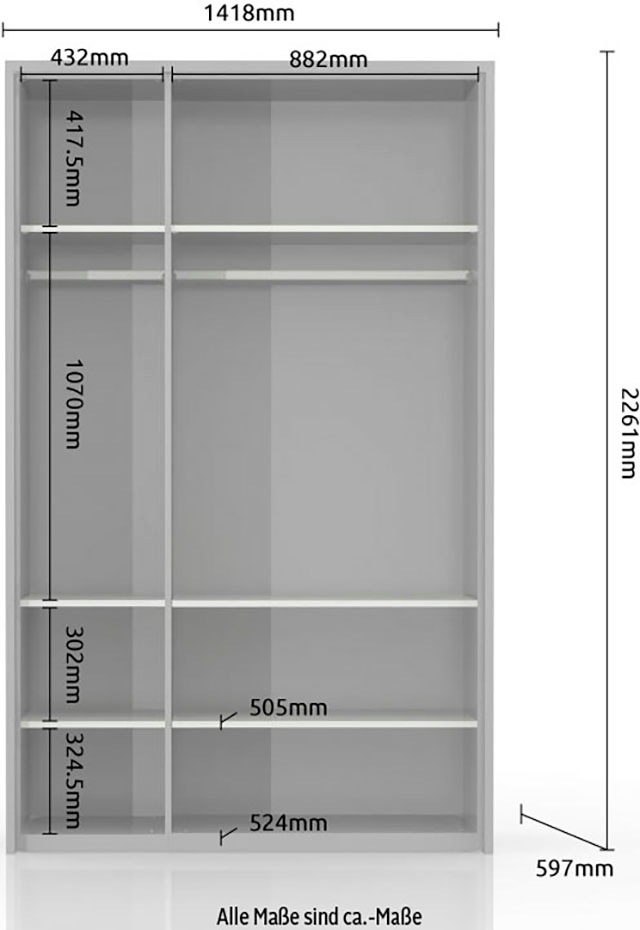 Places of Style Kleiderschrank »Piano, inklusive Rahmen und Beleuchtung, soft-close-Funktion«, (viele Breiten zur Auswahl, 226cm hoch), beige oder weiß, UV lackiert, Hochglanzfronten, FSC-zertifiziert
