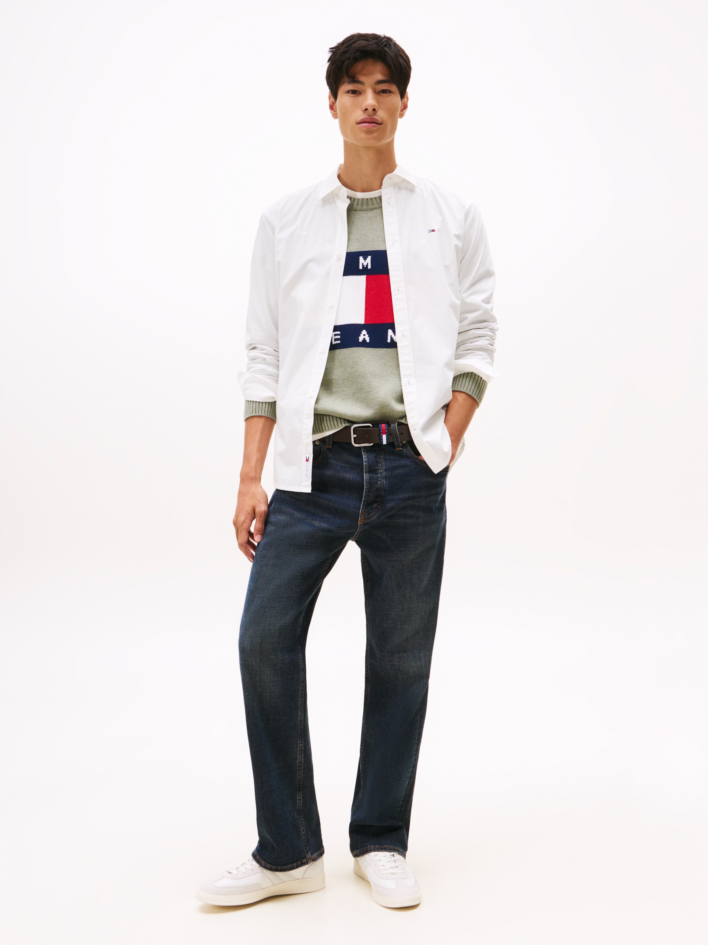 Tommy Jeans Langarmhemd »TJM POPLIN« Regular fit, Kentkragen