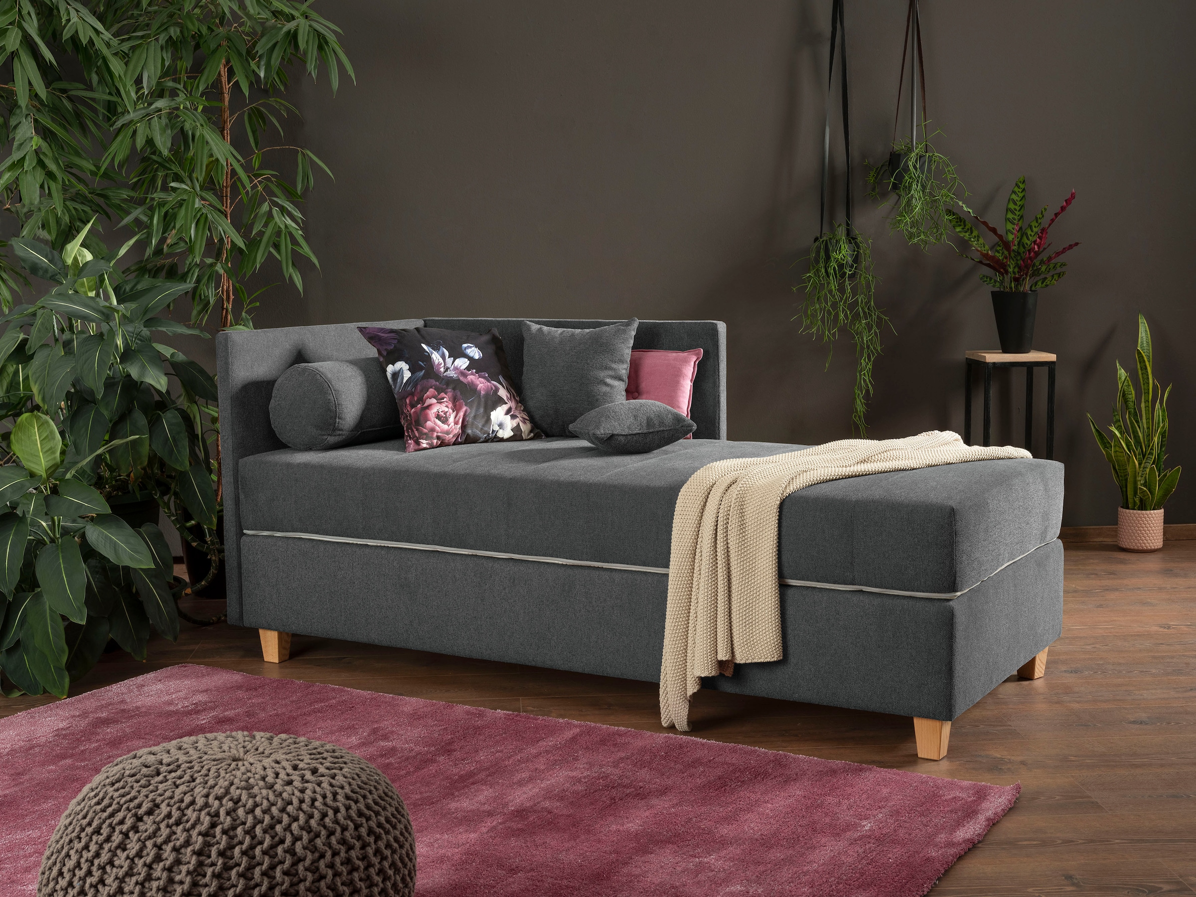 alina Schlafsofa »Kona«, 7-Zonen Taschenfederkernmatratze, Zierkissen-Set und Schlummerrollen