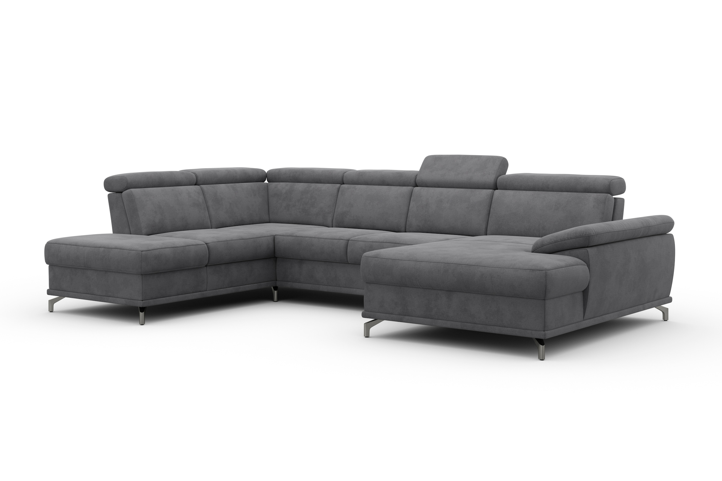 sit&more Wohnlandschaft »Cabrio U-Form, mit Sitztiefenverstellung, Arm- und Kopfteilverstellung«, 3 Nierenkissen, Federkern, optional Bettfunktion und Stauraum