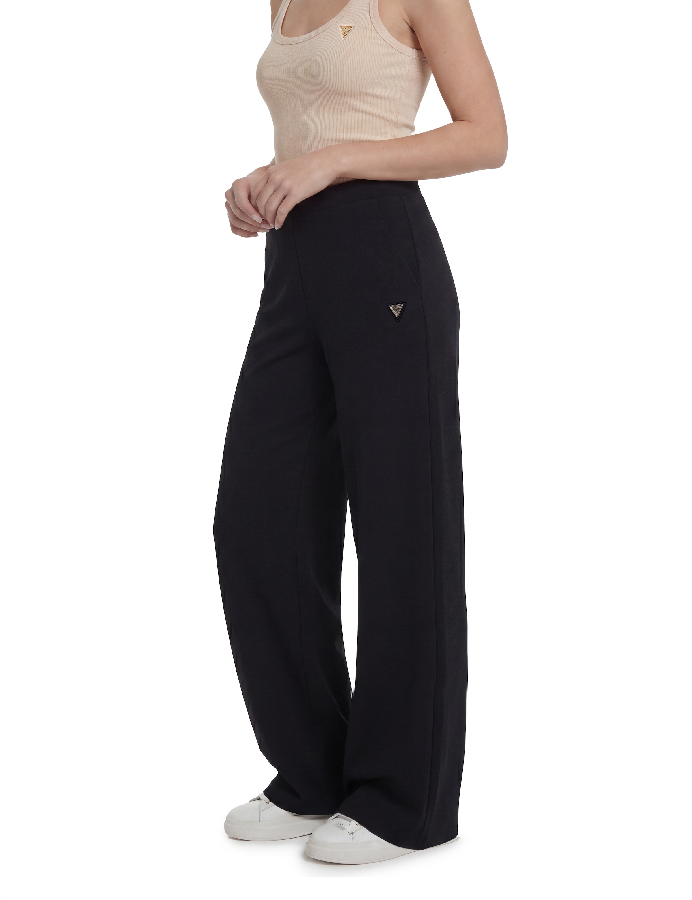 Guess Palazzohose »OLYMPE WIDE LEG PANTS«  in Scuba-Qualität, Logo-Patch