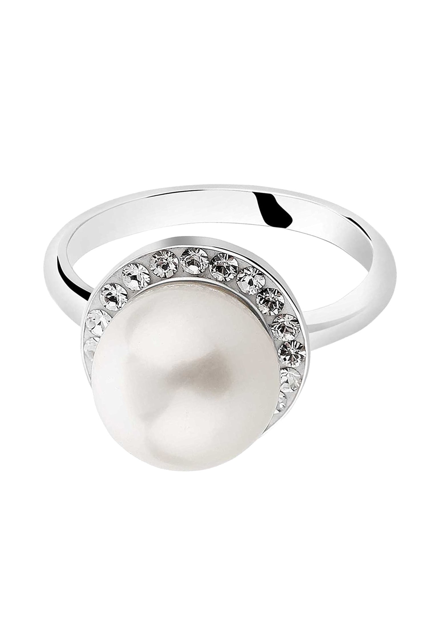 Nenalina Perlenring »Muschelkern-Perle Kristalle 925 Silber«