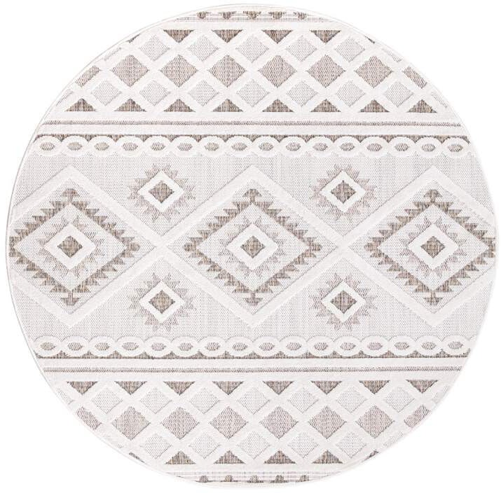 Carpet City Teppich »In-& Outdoorteppich Santorini 435, 3D-Effekt, Boho-Look«, rund, 5 mm Höhe, Wetterfest & UV-beständig für Terrasse, Balkon, Küche, Flur