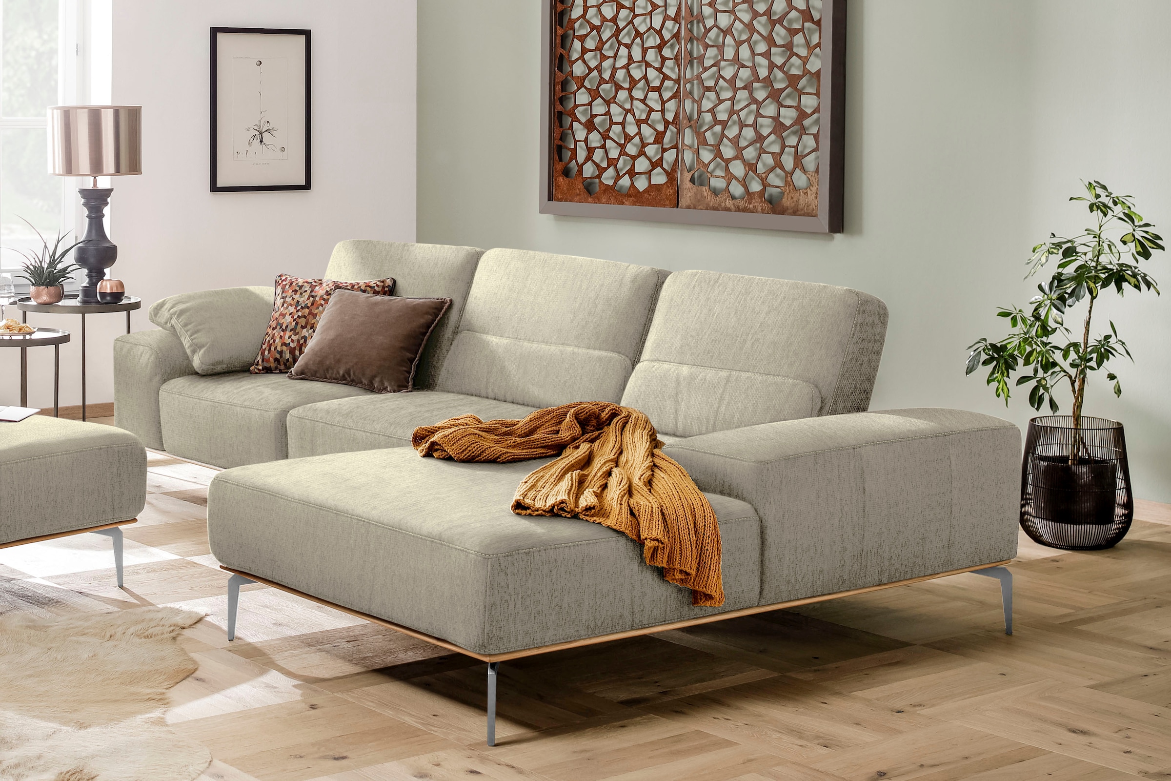 W.SCHILLIG Ecksofa "run", mit elegantem Holzsockel, Füße in Chrom glänzend, günstig online kaufen