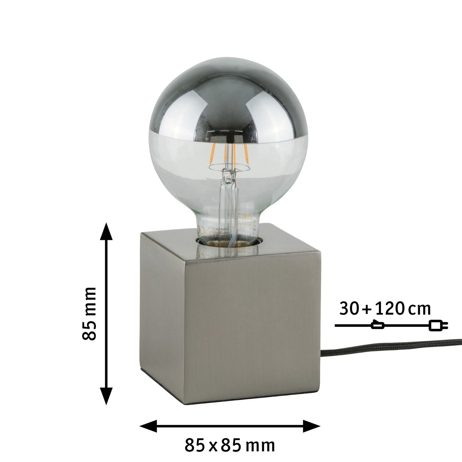 Paulmann Tischleuchte »Kura max1x20W E27 Eisen gebürstet 230V Metall«, 1 flammig, Leuchtmittel E27 | ohne Leuchtmittel