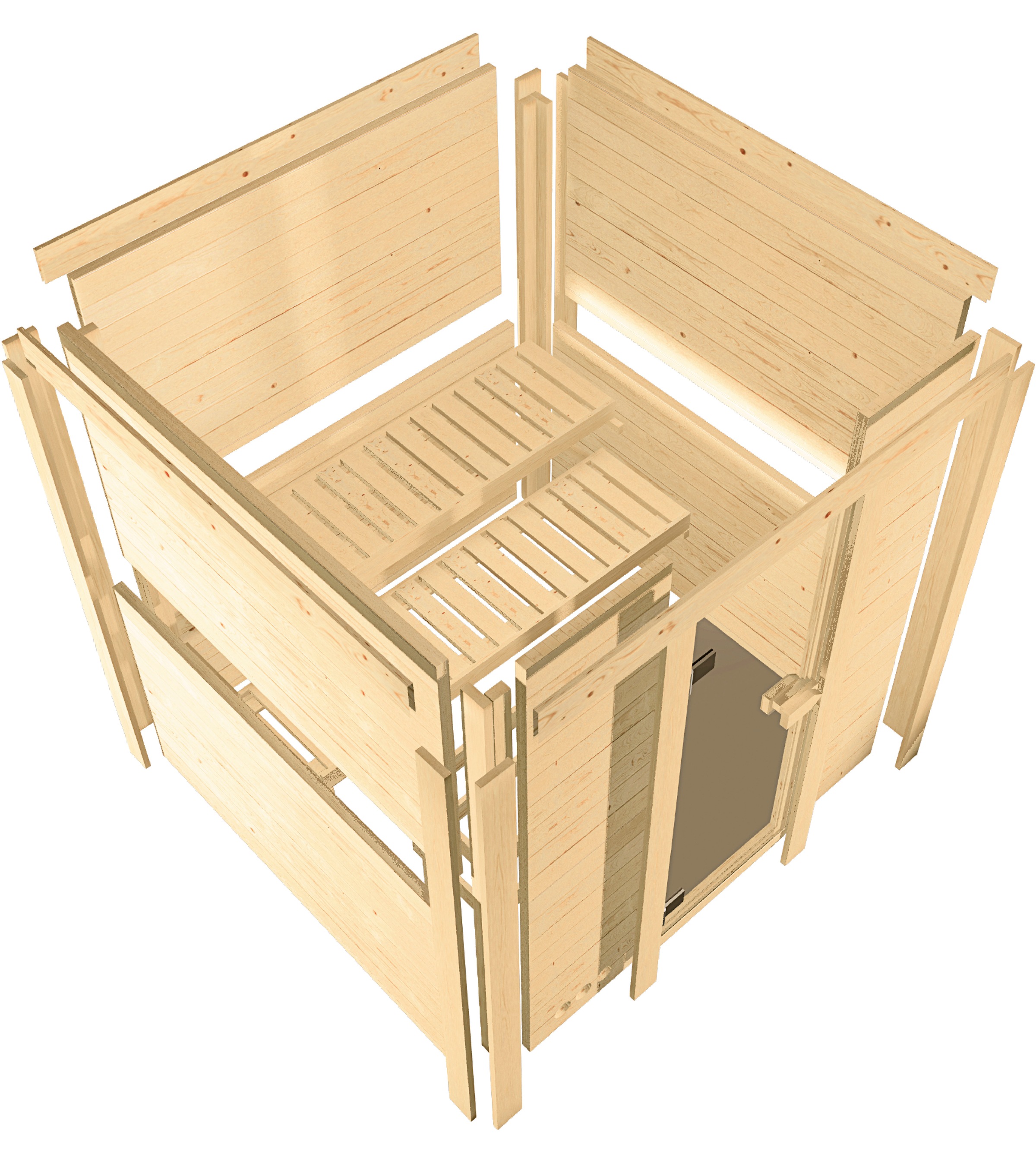 Karibu Sauna »Menja« Set,  9-kW-Ofen mit integrierter Steuerung