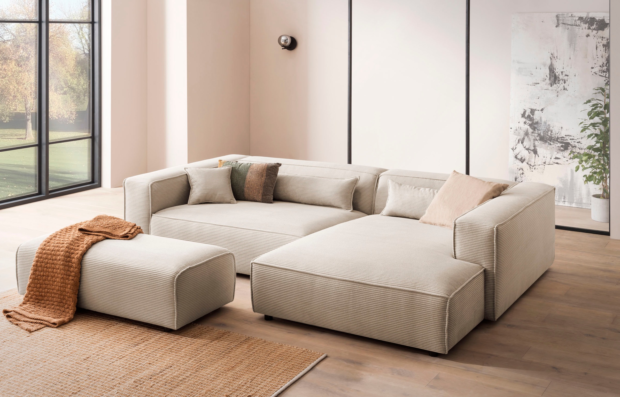 LeGer Home by Lena Gercke Ecksofa »PIARA XXL, L-Form, Schlaffunktion, Cord, günstig online kaufen