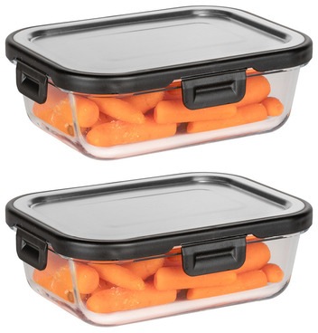 WENKO Frischhaltedose »Steel«, (Set, 2 tlg.), 0,6 L, Deckel aus rostfreiem Edelstahl und Glas
