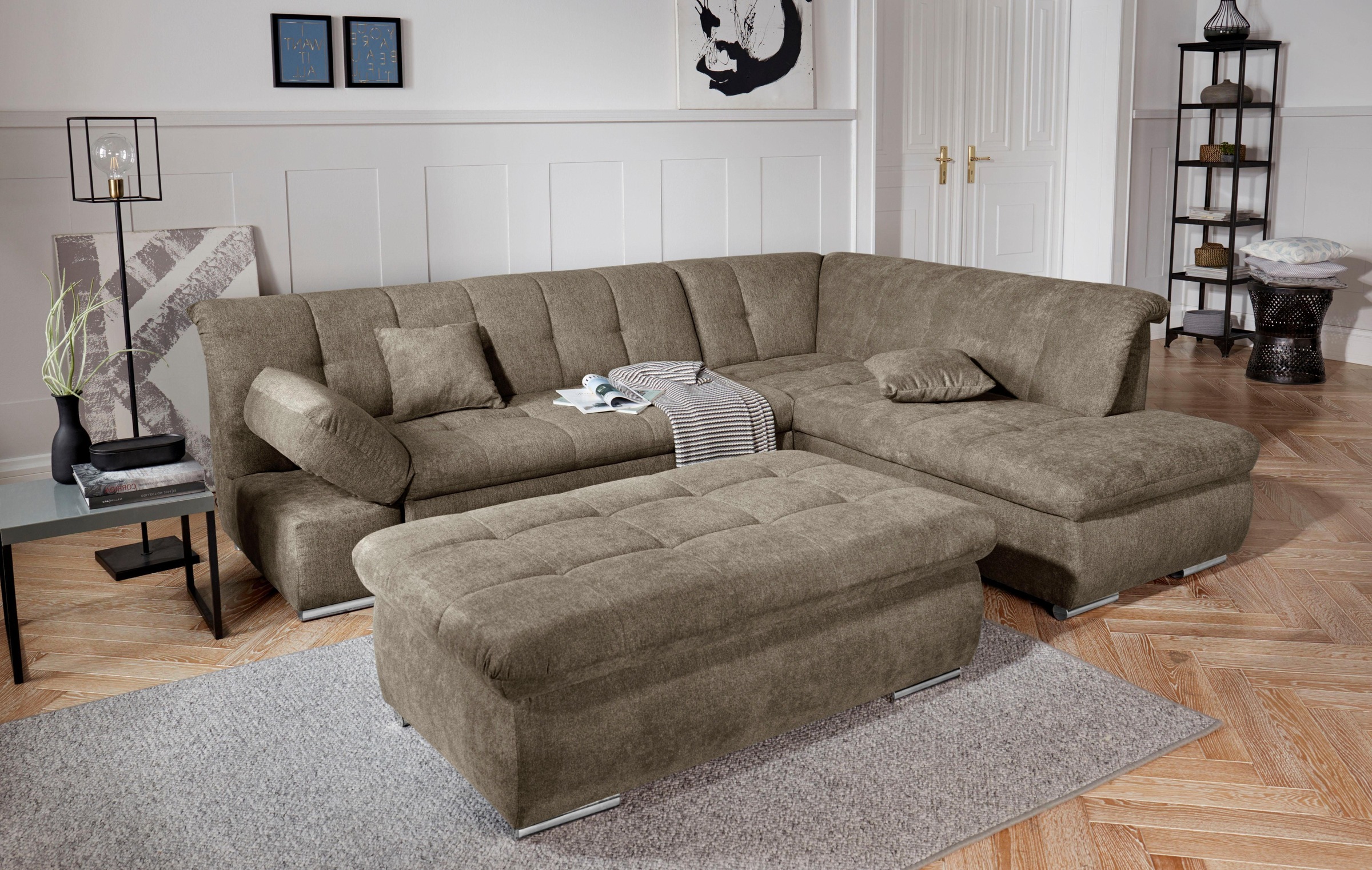 DOMO collection Ecksofa »Mona L-Form«, wahlweise mit Bett- und Armlehnfunktion