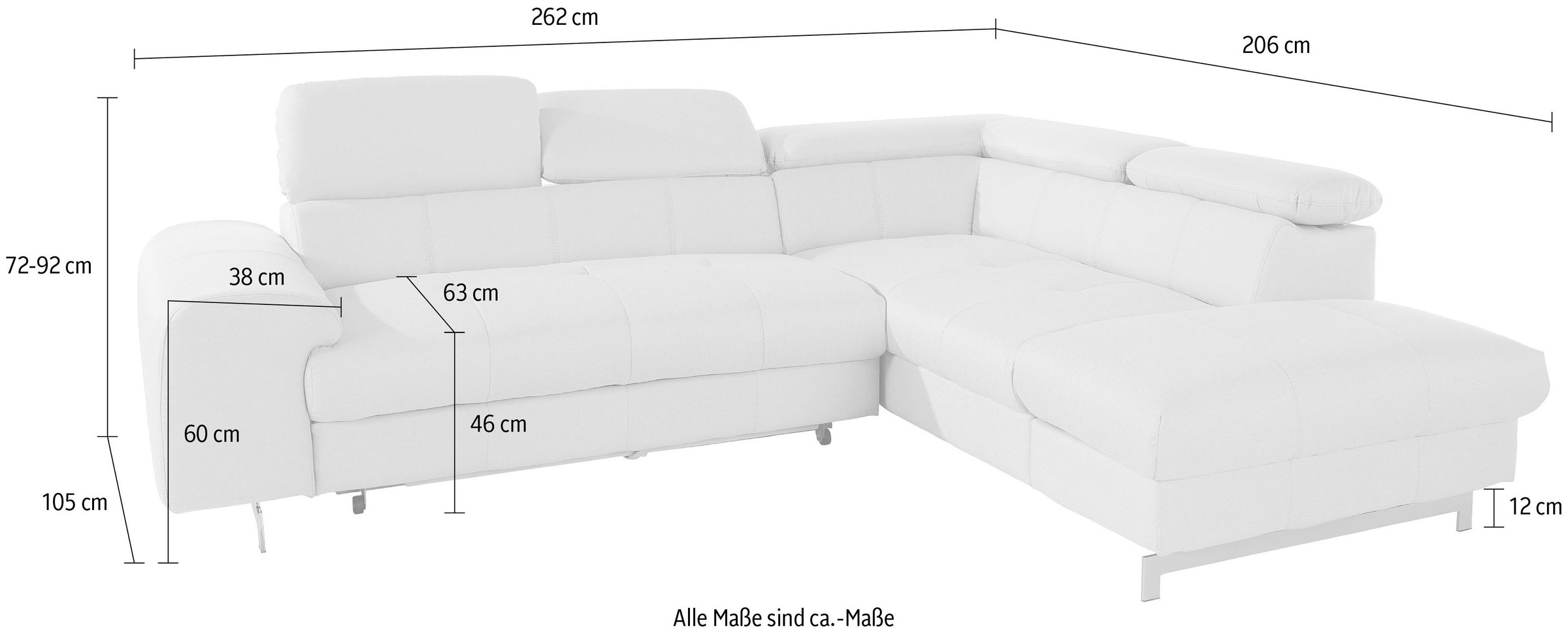 COTTA Polstergarnitur »Chef L-Form«, (Set, 2 tlg.), Set bestehend aus: Ecksofa mit Kopfteilverstellung & Hocker
