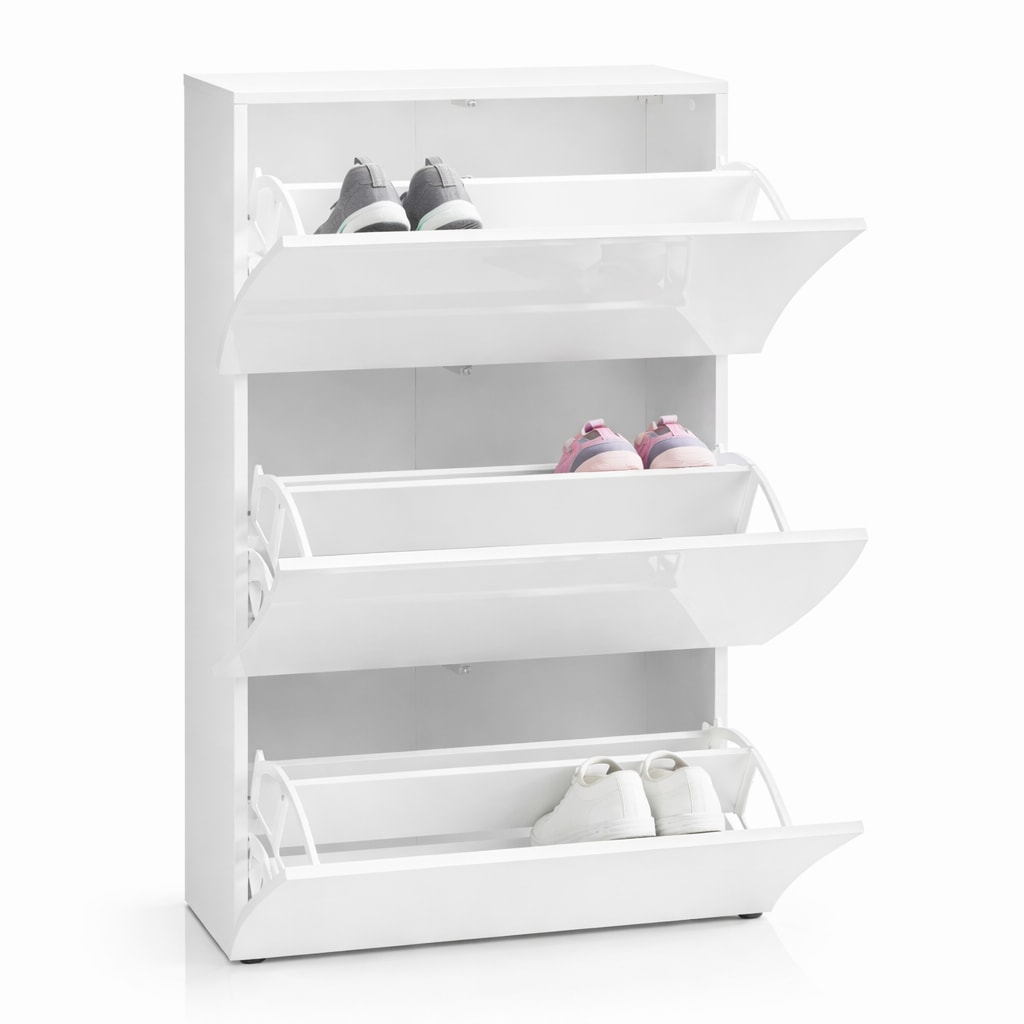 OTTO home Schuhschrank »Luxor 3, Schuhklapper, Schuhkommode, Höhe 121 cm« UV-lackiert, Hochglanz, grifflos, 3-Klappen