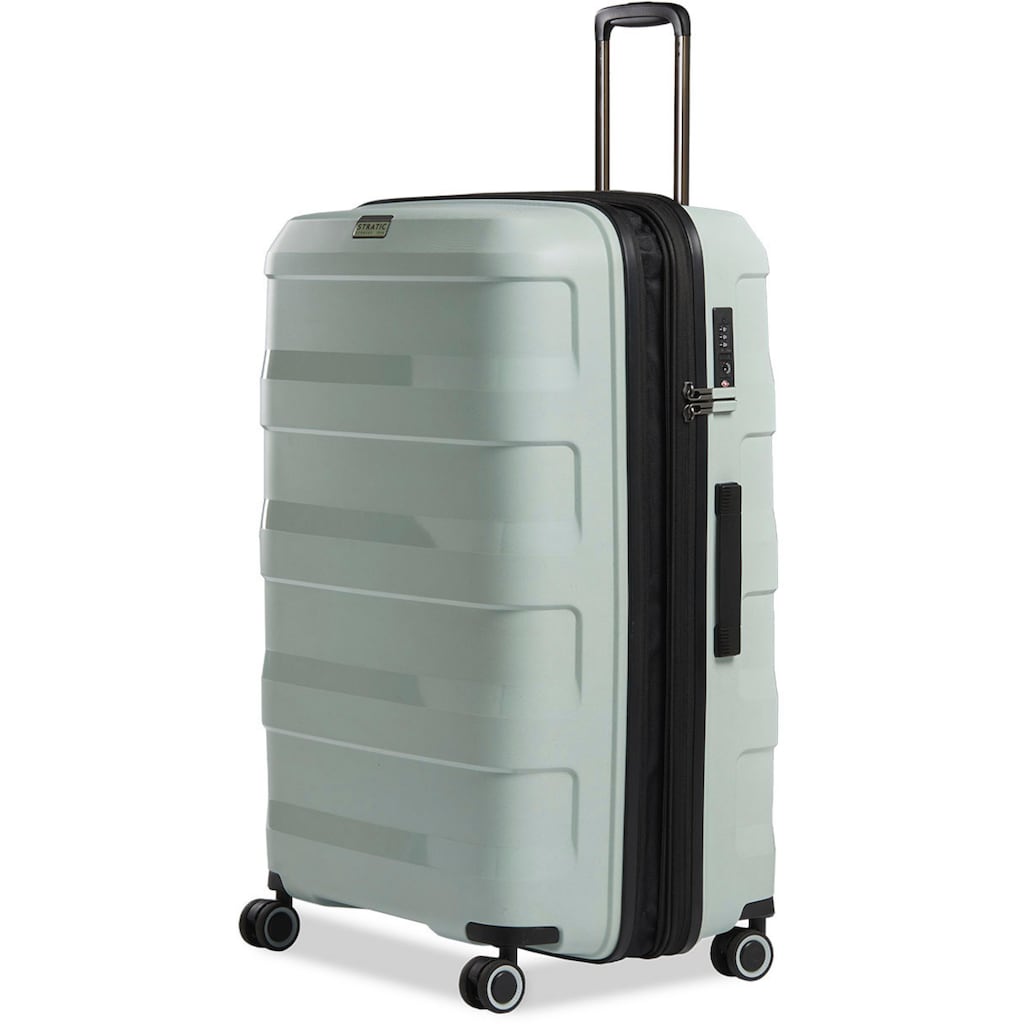Stratic Hartschalen-Trolley »Straw + L, mint«, 4 Rollen, Reisekoffer großer Koffer Aufgabegepäck TSA-Zahlenschloss