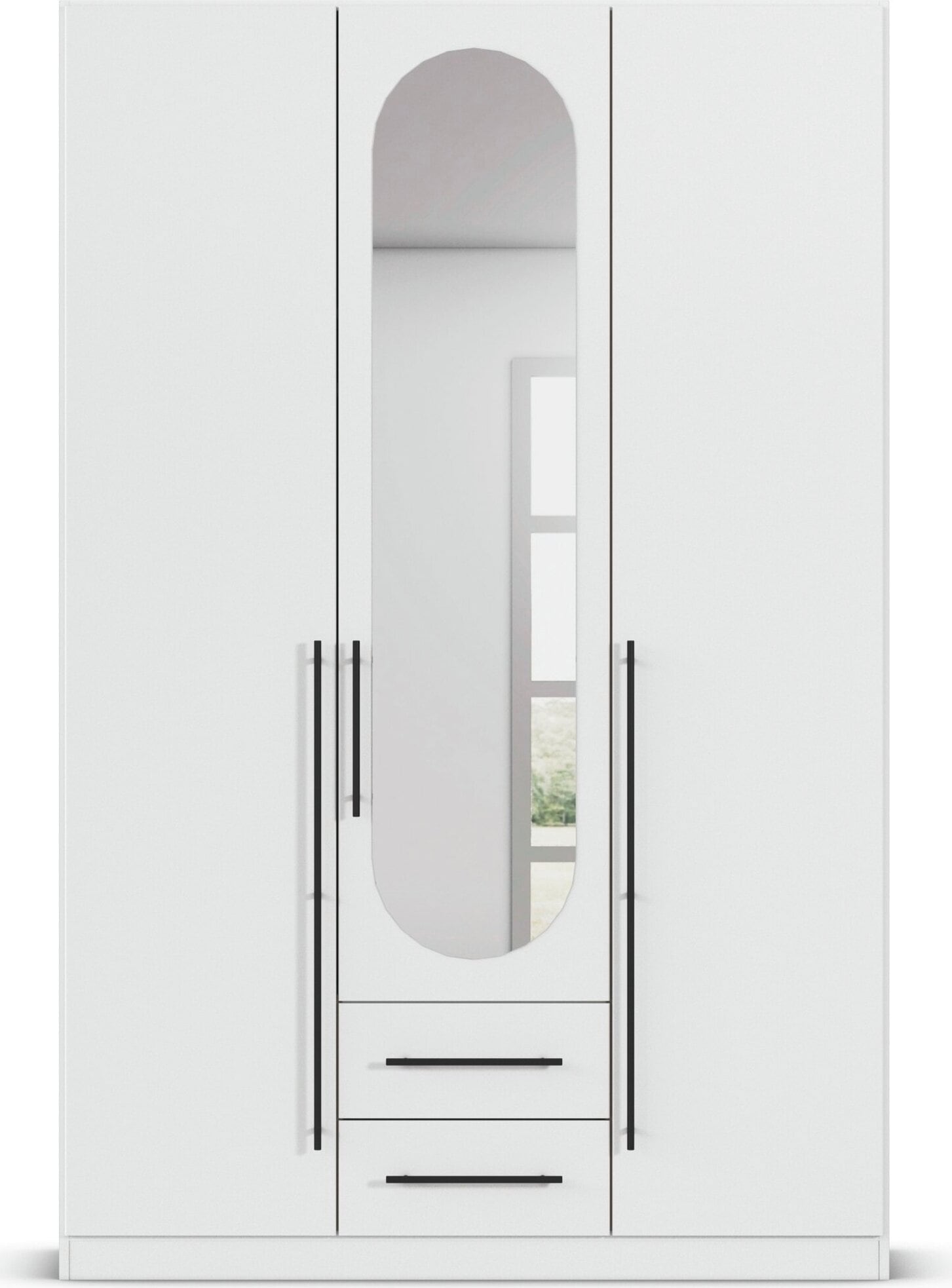 OTTO home Kleiderschrank »Schlafzimmer Schrank Garderobe RONDO Breiten 136/181/226/271 cm« 3 verschiedene Ausstattungen BASIC/CLASSIC/PREMIUM (inkl. SOFT-CLOSE),  elegante ovale Spiegelelemente Metallgriffe in Schwarz MADE IN GERMANY
