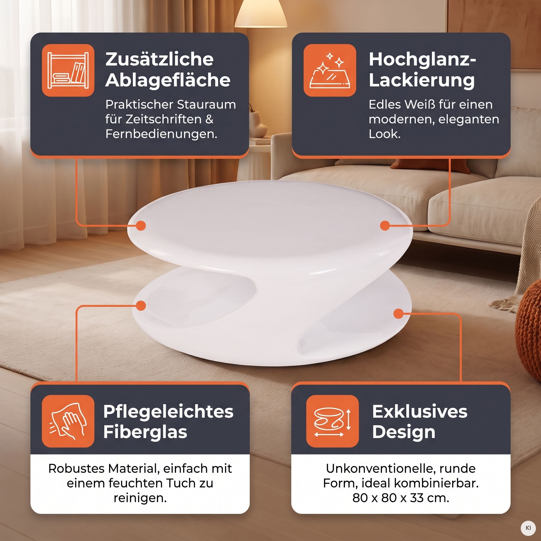 SalesFever Couchtisch »Design-Wohnzimmertisch für stilvolles Wohnen« mit modernem Lounge Charakter