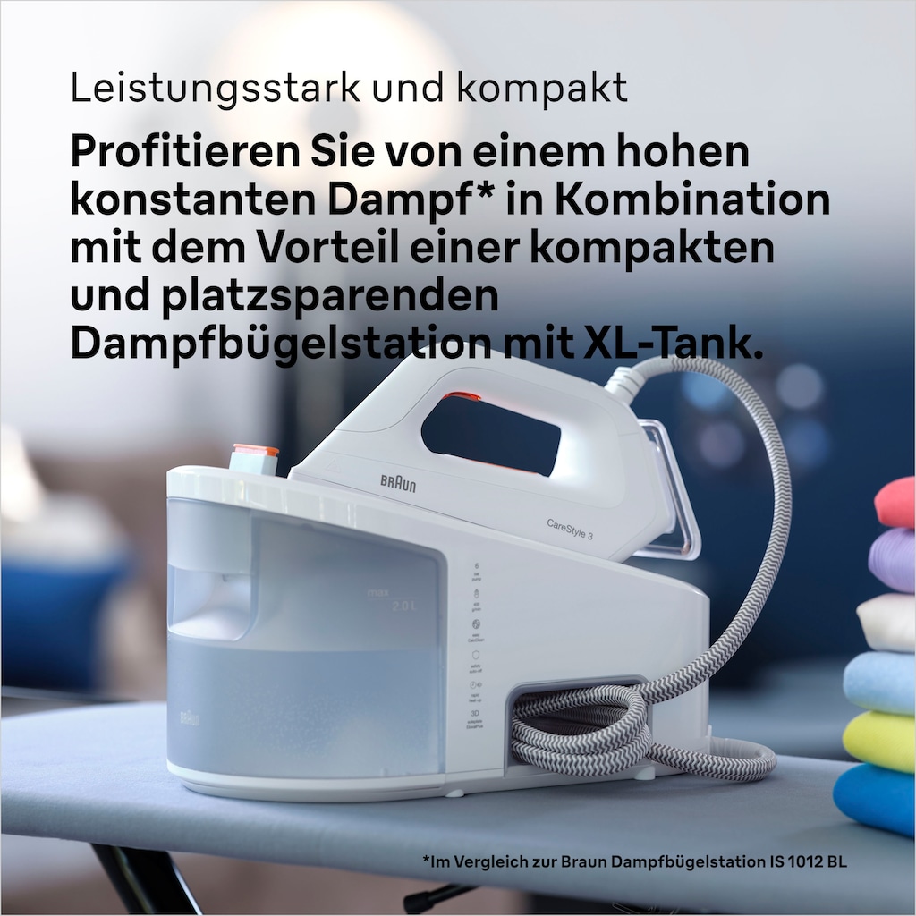 Braun Dampfbügelstation »CareStyle 3 IS3132WH«, weiß, max. Dampfmenge 400g/min, Rückwärtsbügeln über Knöpfe