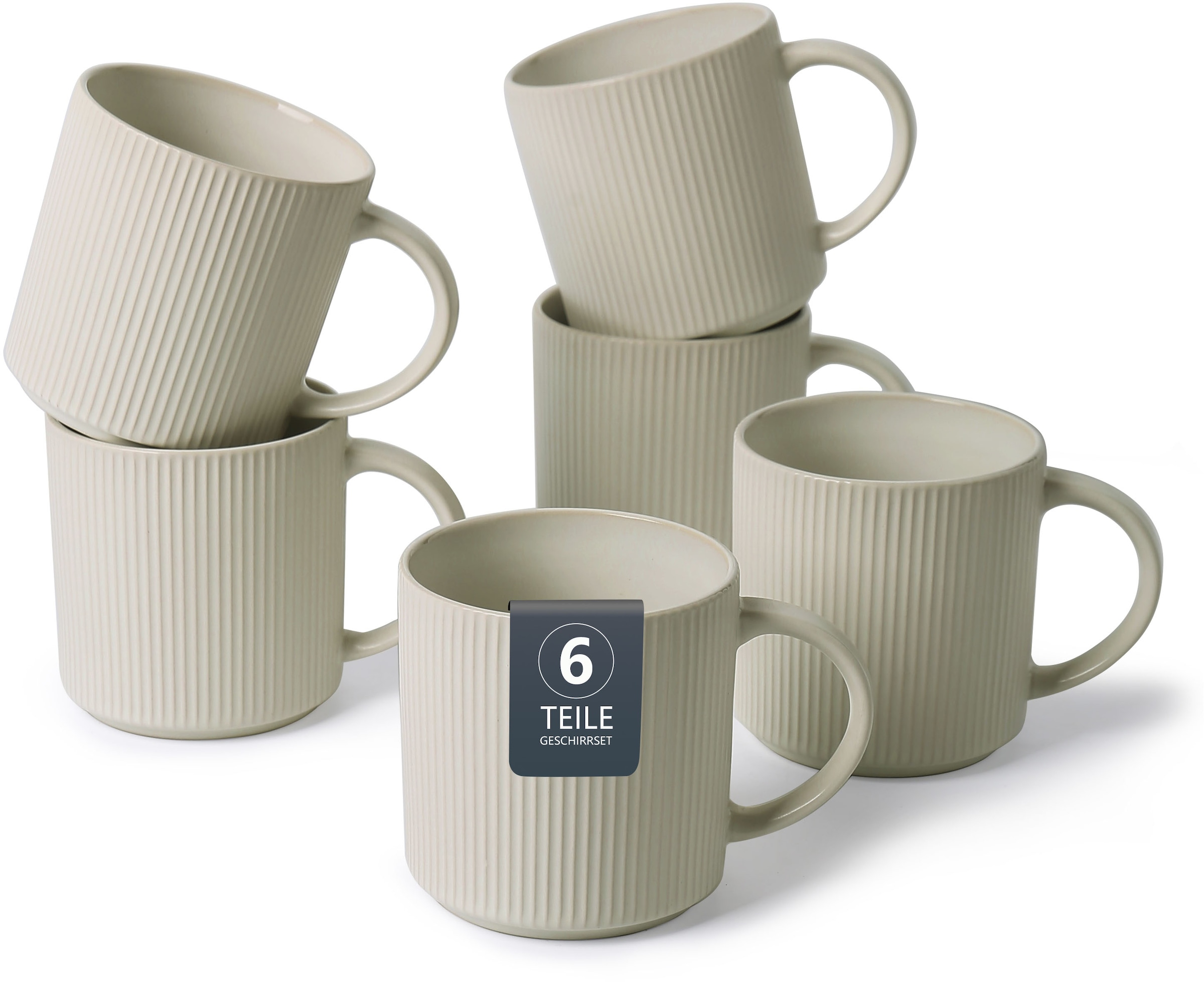 my home Becher »Kaffeebecher Loik, 6er Set«, (Set, 6 tlg.), spülmaschinenfe günstig online kaufen