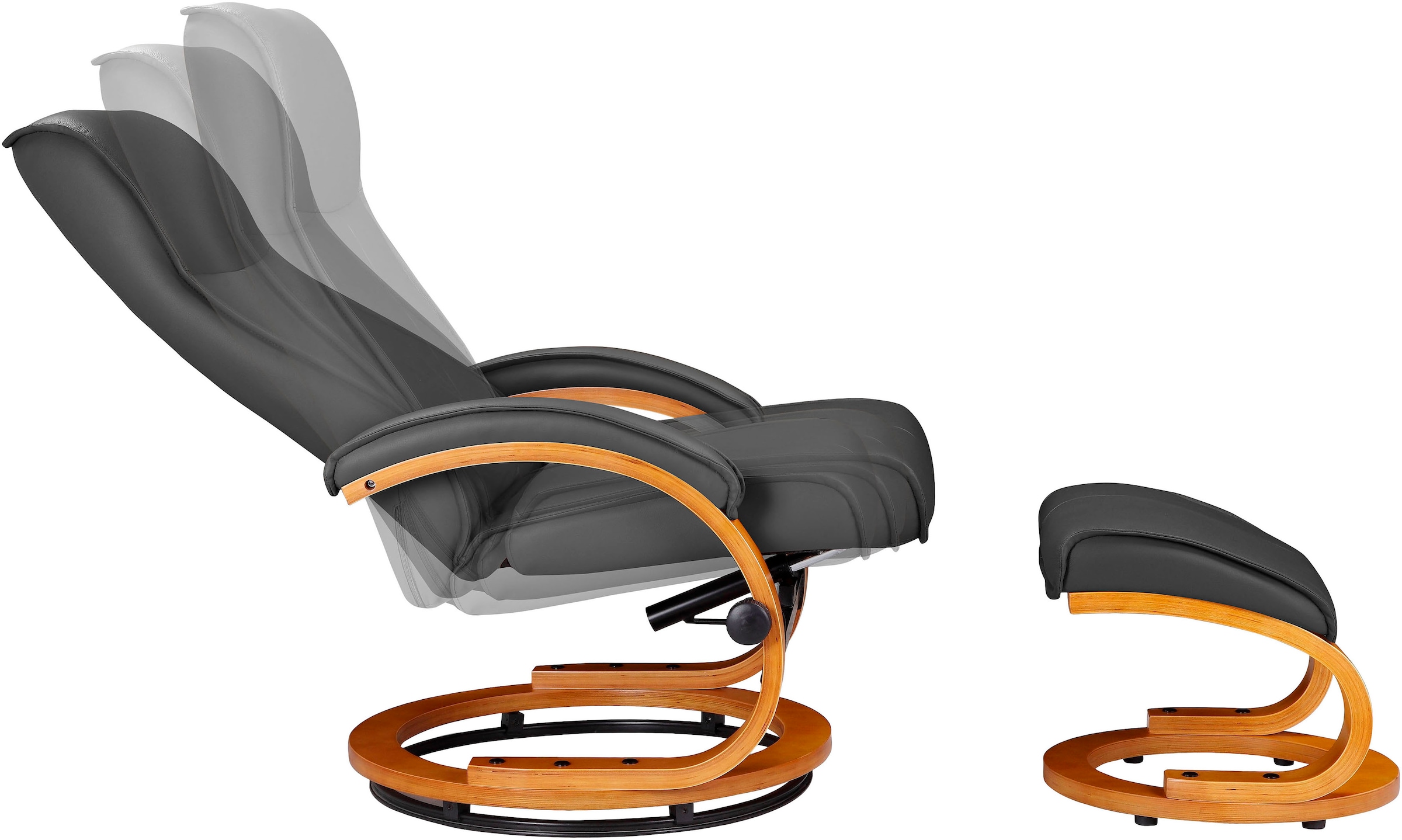 Home affaire Relaxsessel »Paris, TV-Sessel mit Hocker und manueller Liegefunktion«, (Set, 2 St., bestehend aus Sessel und Hocker), Dreh- und Kippfunktion, NaturLEDER®