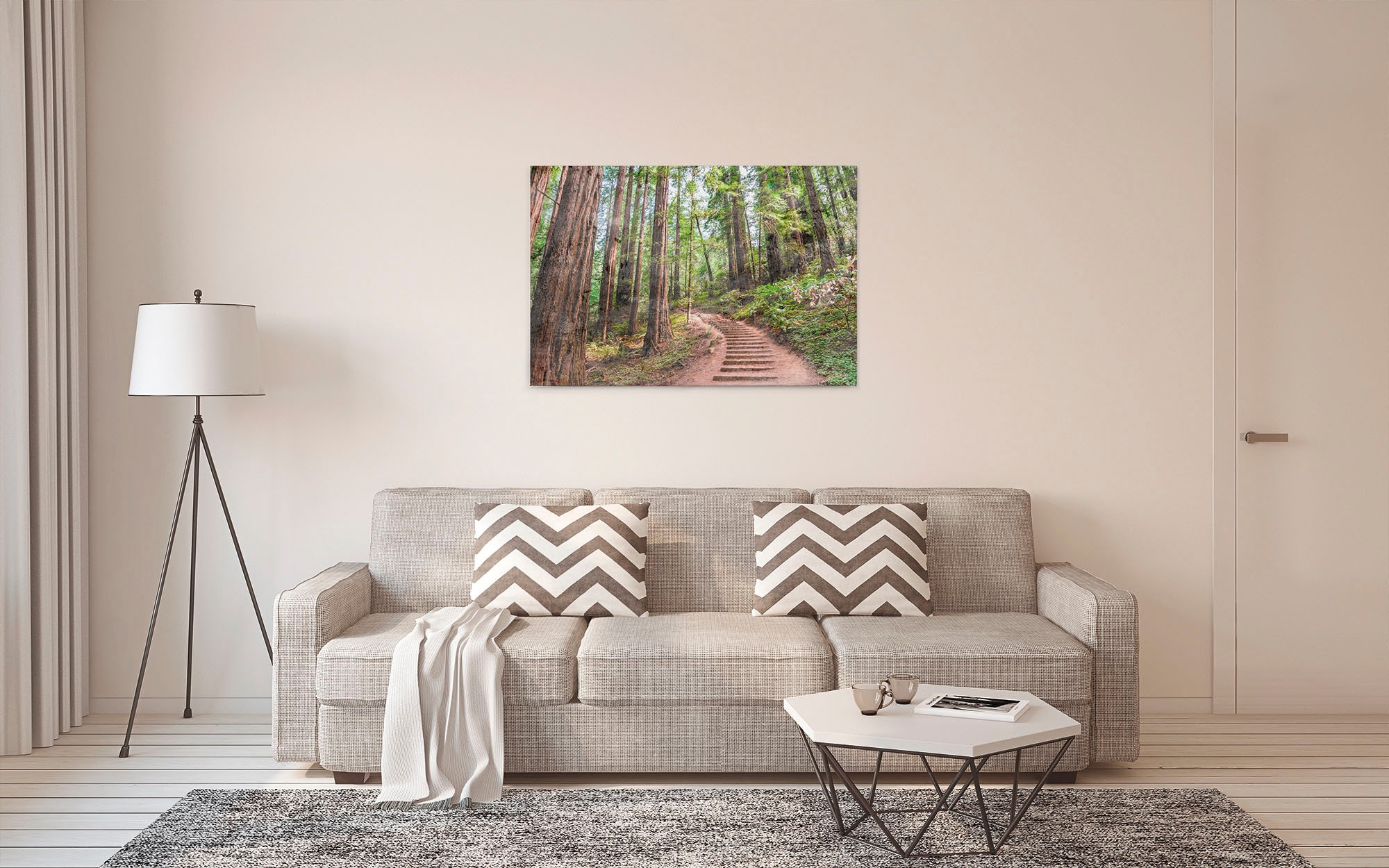 A.S. Création Leinwandbild »Forest Walk«, Kunst-Wald-Kinder, (1 St.), Waldweg Wald Bild Keilrahmen Leinwand-Bild Wohnzimmer modern Wandbild
