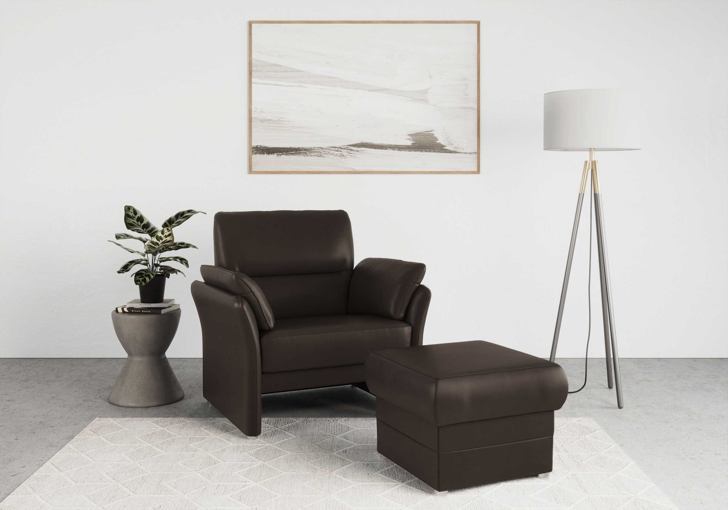 DOMO collection Sessel »Pina elegant und zeitloser Clubsessel, bequemer Cocktailsessel«, Hoher Sitzkomfort, Luxus-Microfaser Lederoptik, braun
