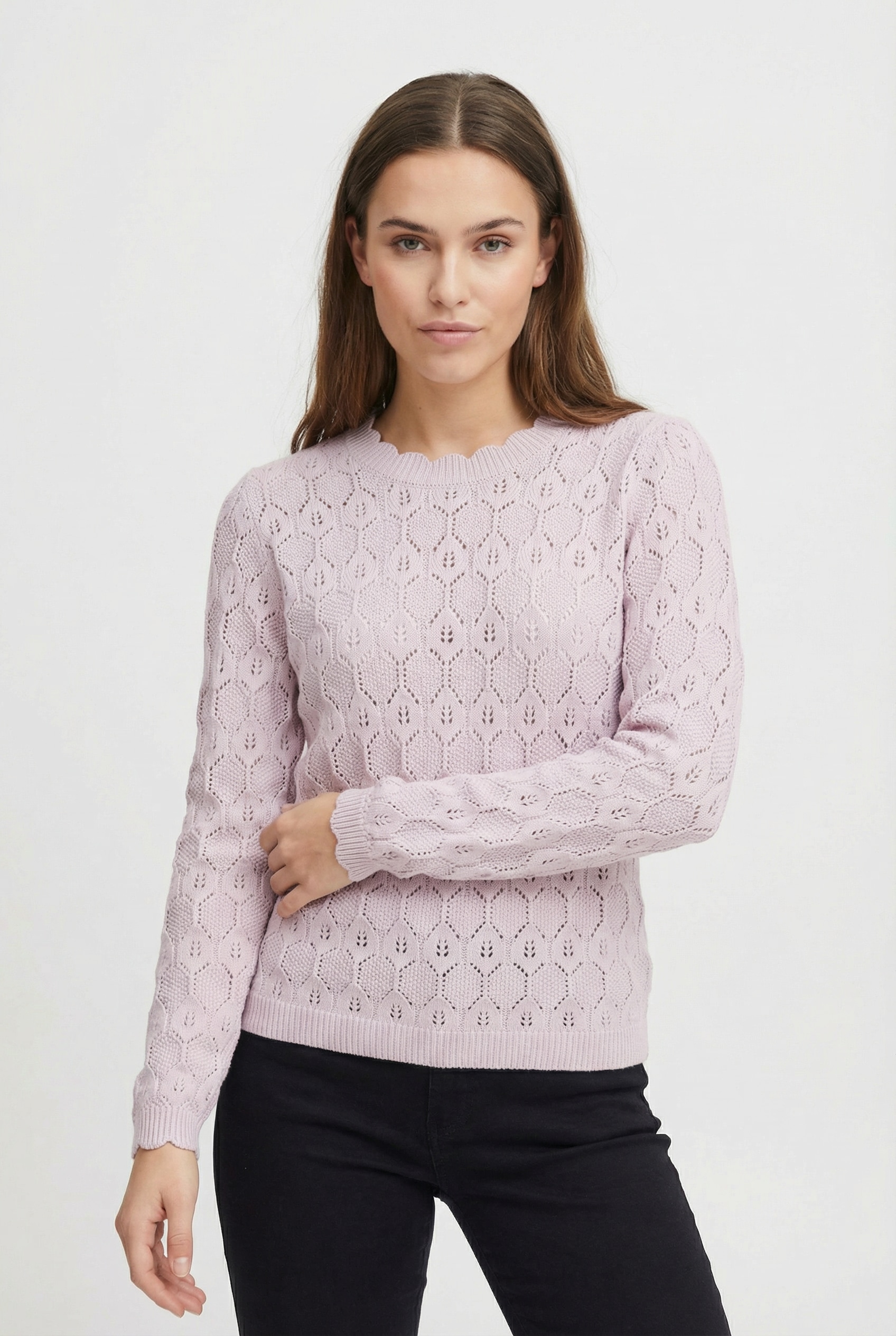 Vila Rundhalspullover »VILOWEN L/S POINTELLE KNIT TOP/PB«