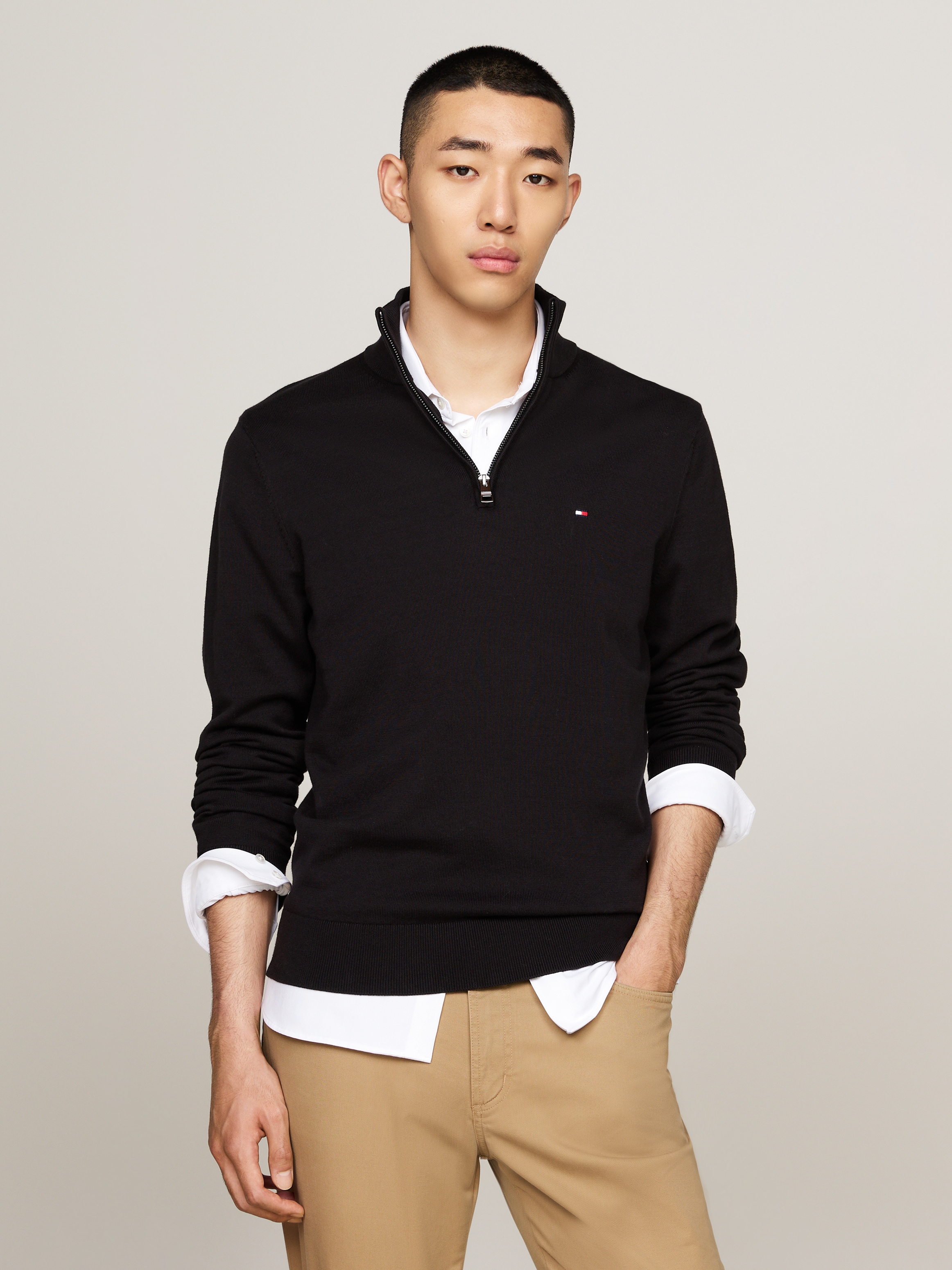 Tommy Hilfiger Troyer »ESSENTIAL COTTON ZIP MOCK«