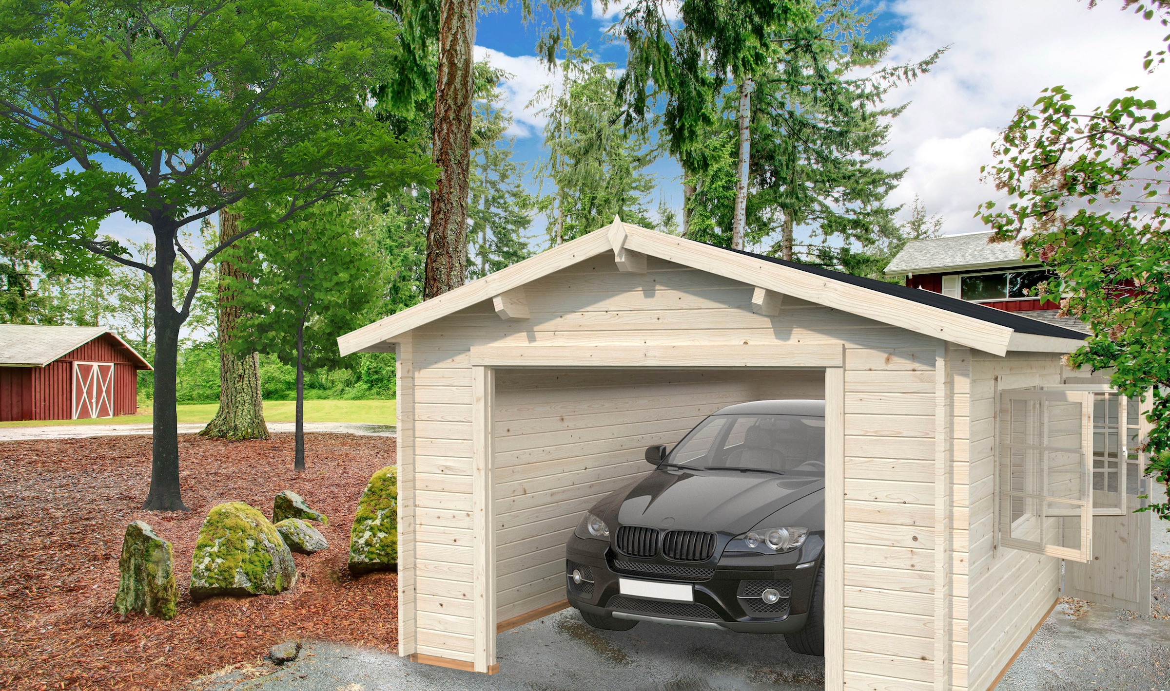 Palmako Garage »Irene/Roger«, BxTxH: 426x598x276 cm, ohne Tor, naturbelassen