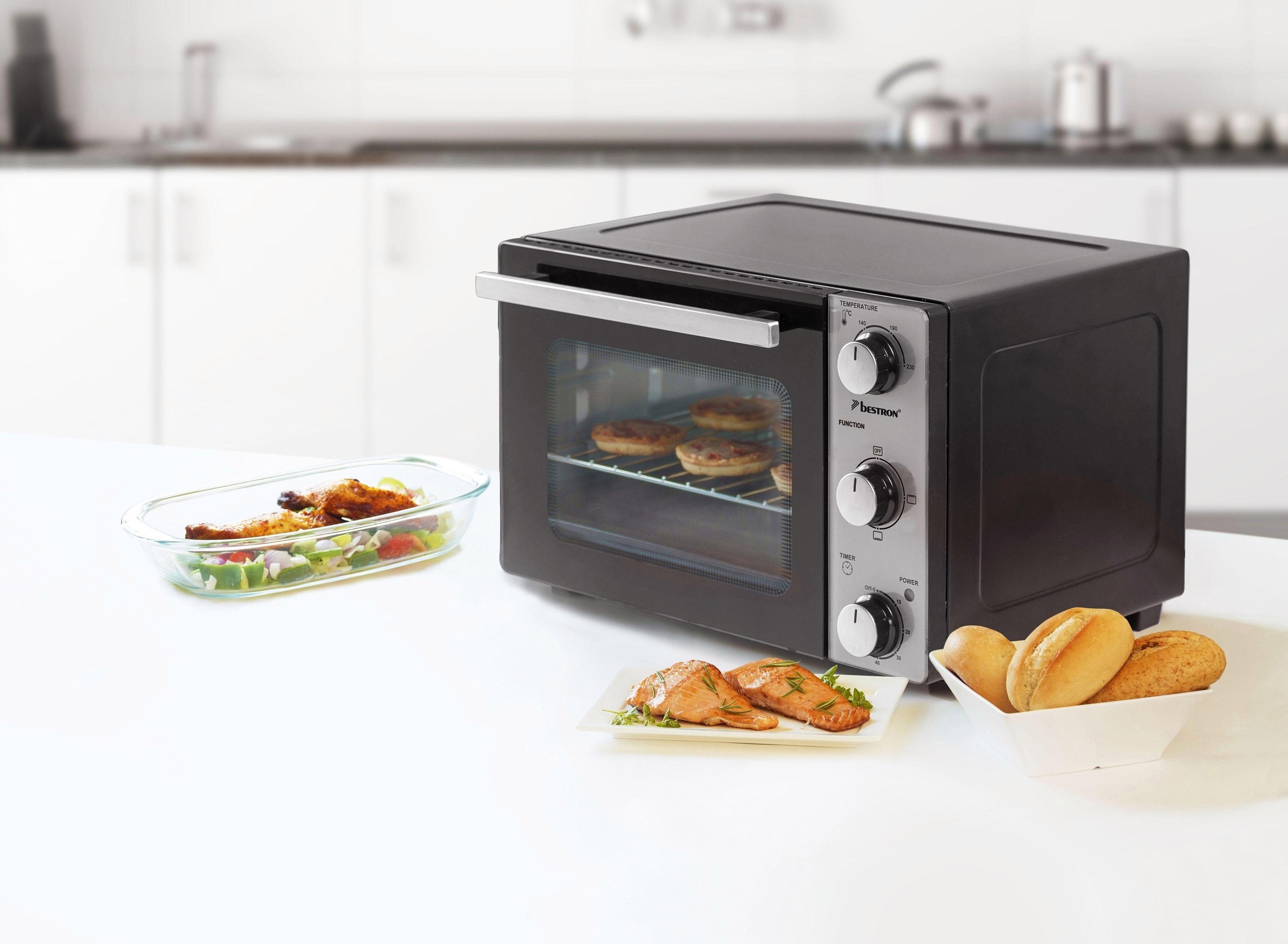 8. Bild von bestron Minibackofen »AOV20 kompaktes Gerät«, 1300 W, Edelstahl, Schwarz