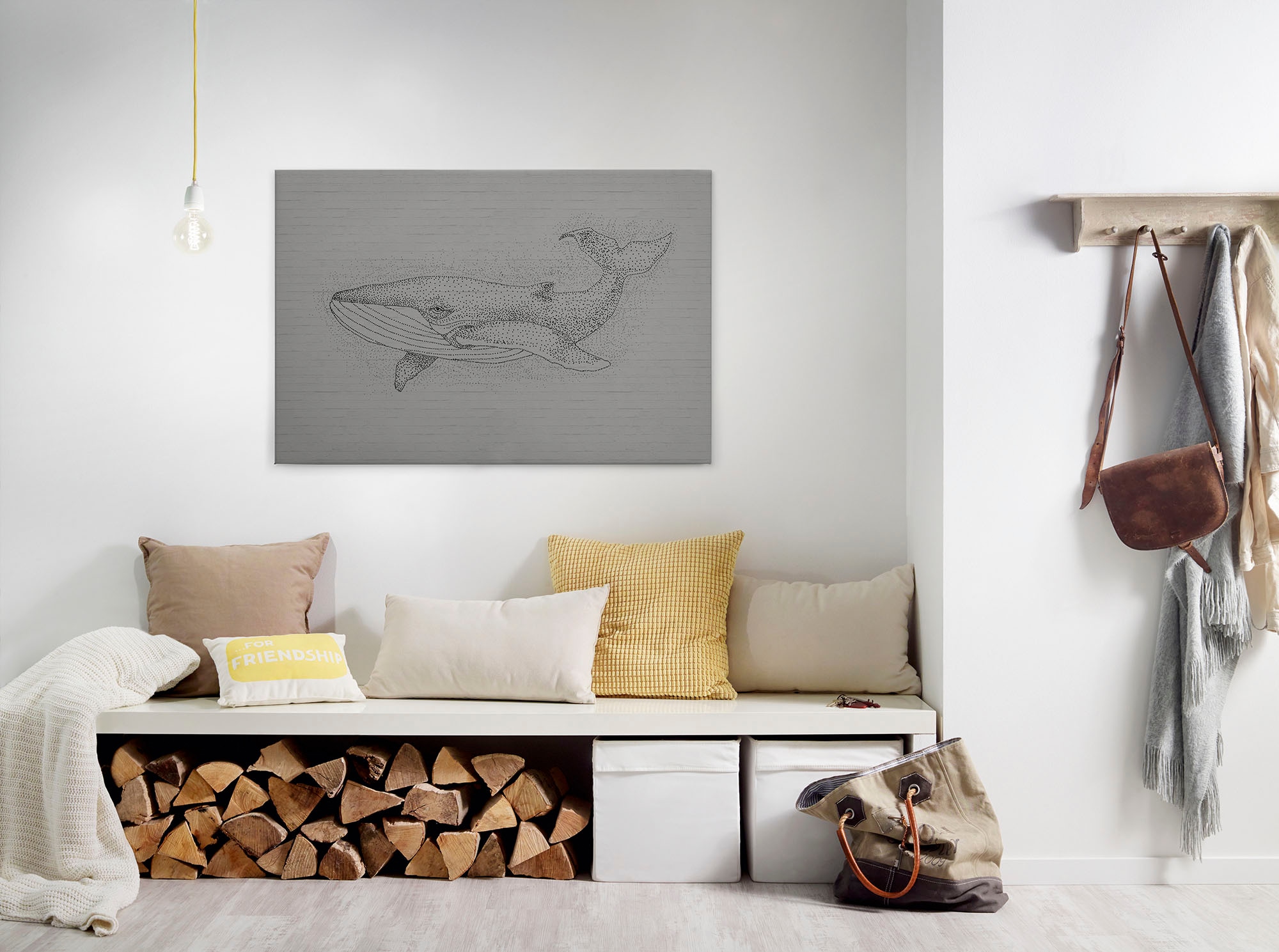 A.S. Création Leinwandbild »titan« Kunst | Tiere 1 Stk. tlg. Schwarz-Weiß Zeichnung Wal Keilrahmen Leinwand-Bild Wohnzimmer modern